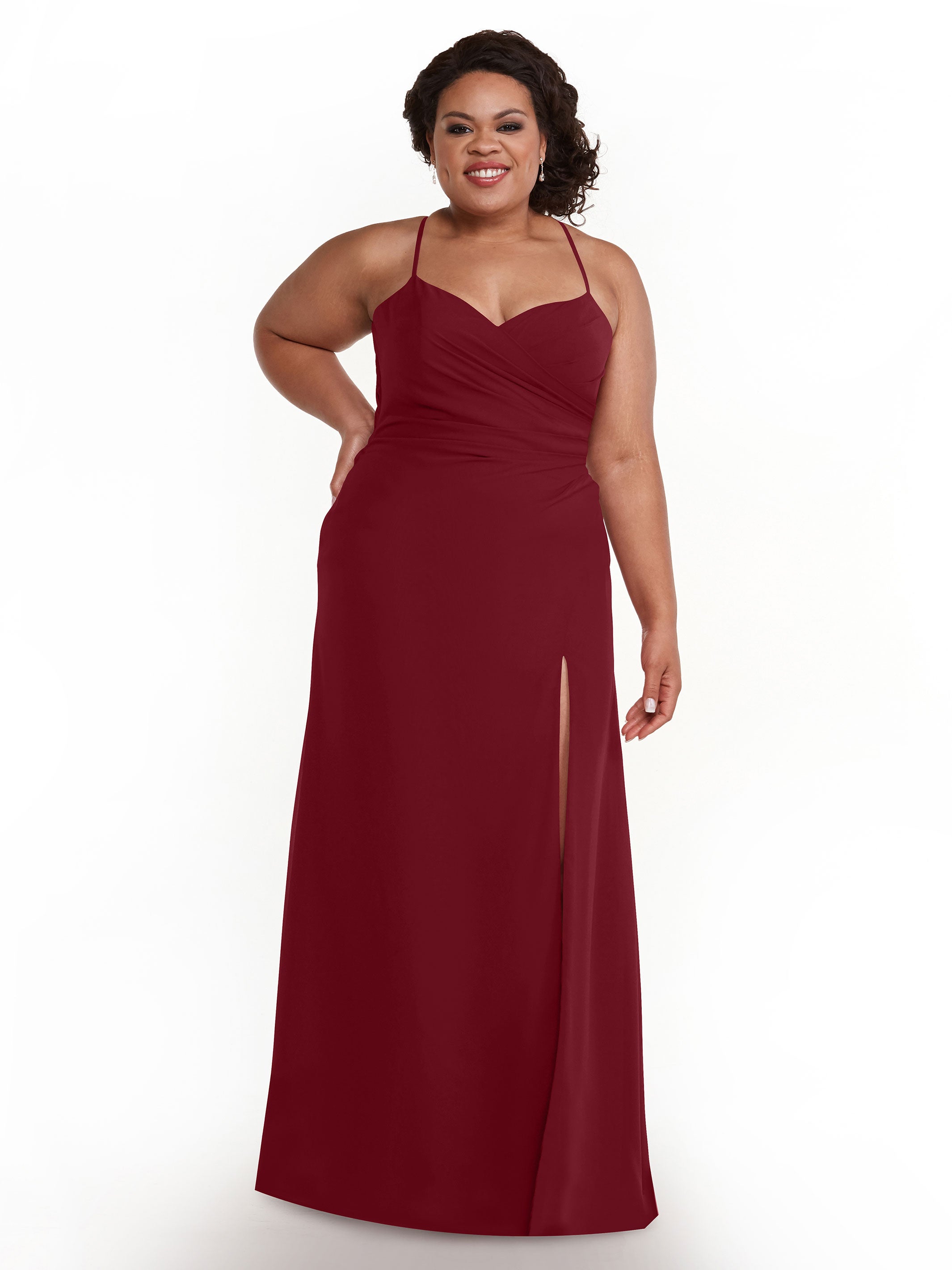 Elegant A-Line Chiffon Bridesmaid Dress with High Slit - Perfect for Weddings, Formal Events & Evening Parties