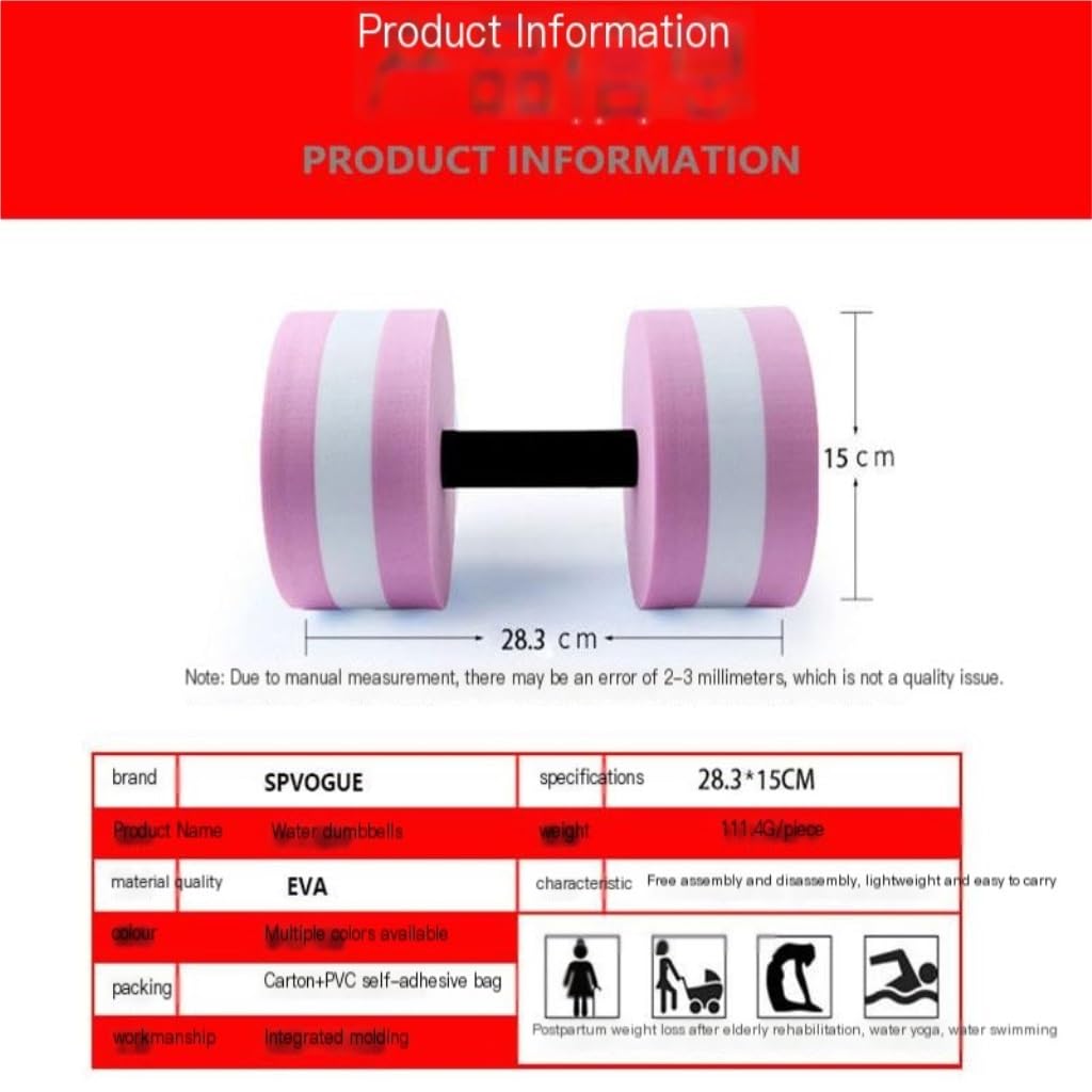 EVA Water Dumbbells for Swimming, Yoga & Aqua Fitness - Lightweight Buoyant Dumbbells for Beginners, Water Resistance Training & Underwater Exercises - Perfect for Pool Workouts, Hydrotherapy & Aquatic Therapy Sessions