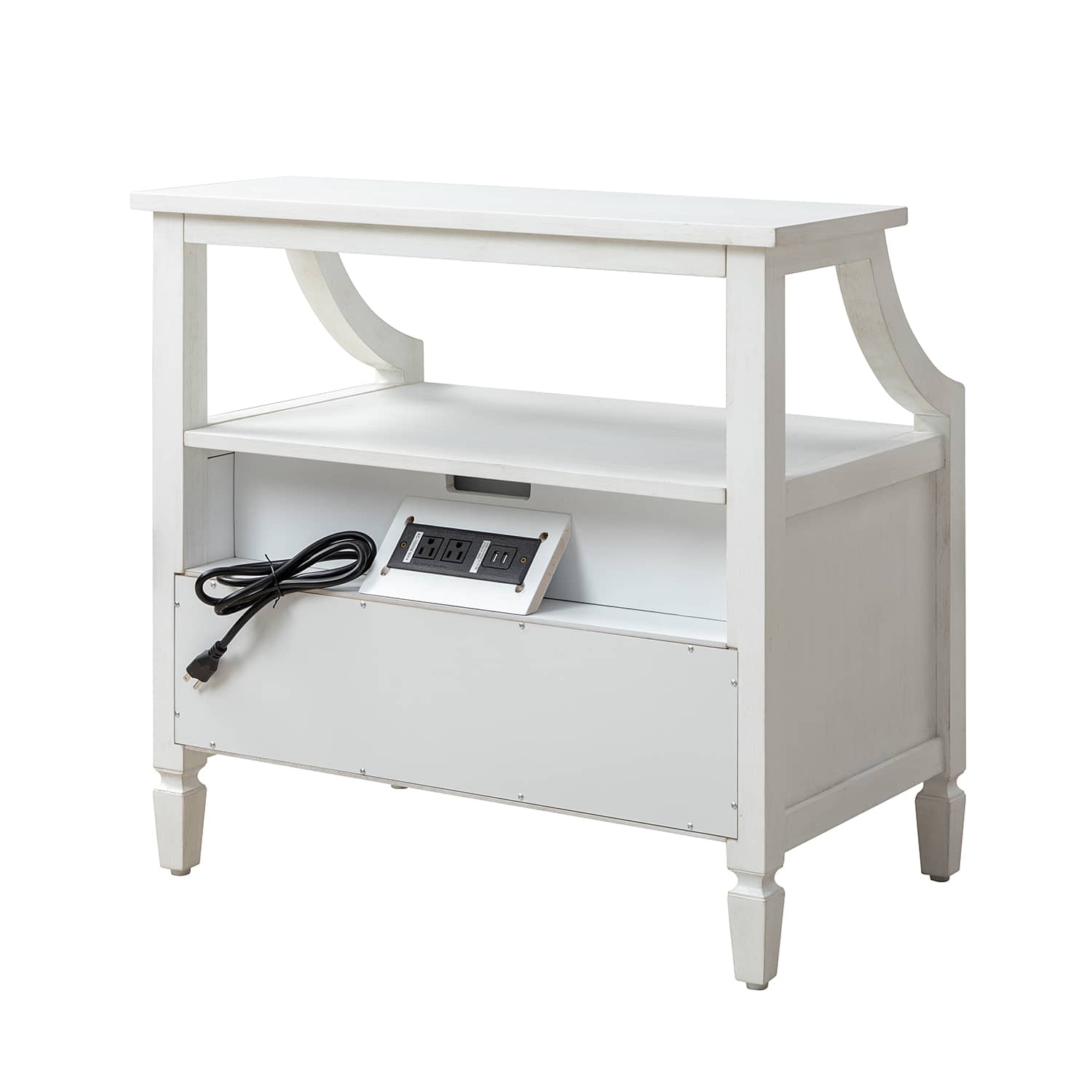 Grace 2-Drawer Nightstand with USB Charging Ports & Power Outlets - Modern Bedside Table for Bedroom, Living Room & Office Use
