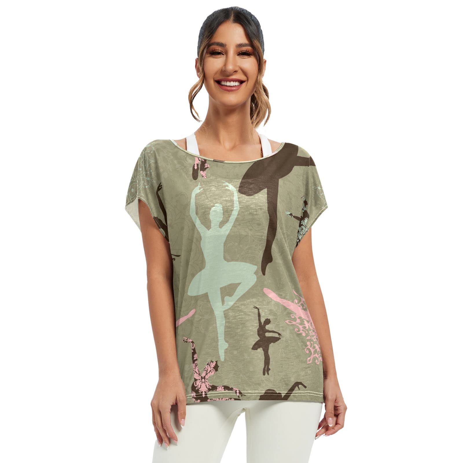 OTVEE Women's Vintage Snowflake Print Short Sleeve T-Shirt - Batwing Sleeve Casual Top for Women | Perfect for Summer Outfits, Casual Wear & Retro Fashion Styles
