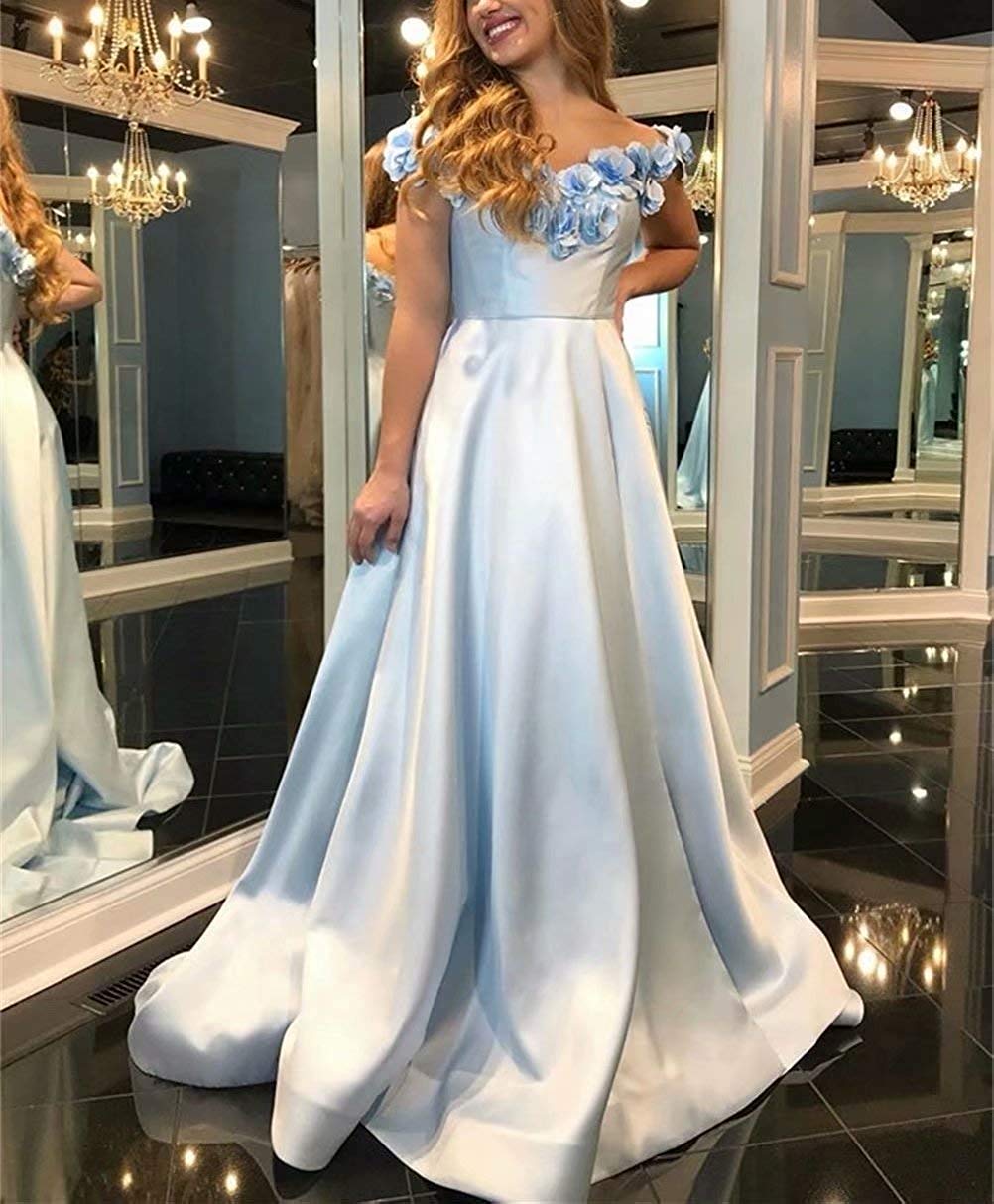 Elegant Floral A-Line Off-The-Shoulder Satin Prom Dress - Long Formal Evening Gown with High Slit in Vibrant Orange | Perfect for Homecoming, Wedding Guest & Special Occasions