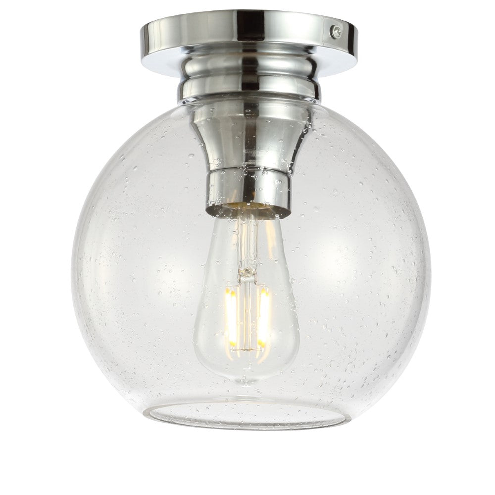 Atlas 7.75 Inch Modern LED Flush Mount Ceiling Light - Brushed Nickel & Glass Fixture for Bedroom, Kitchen, Hallway, or Closet Lighting