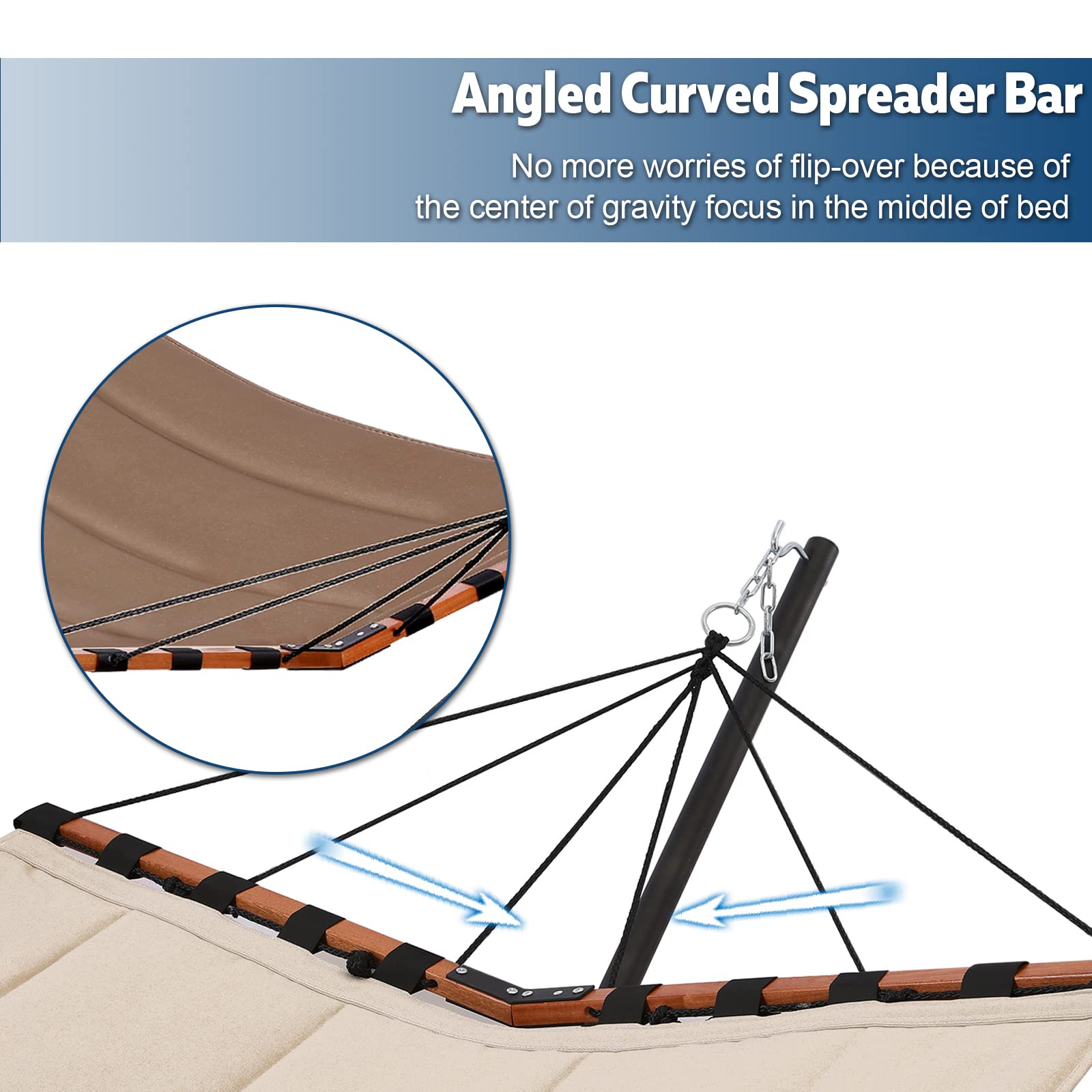 TegerDeger 12FT 2 Person Hammock with Stand - 450LB Capacity Large Outdoor Hammock (55 x 79IN) with Hardwood Spreader Bar & Durable Nylon Rope - Perfect for Patio, Garden, Backyard, Beach, Poolside Relaxation - Brown