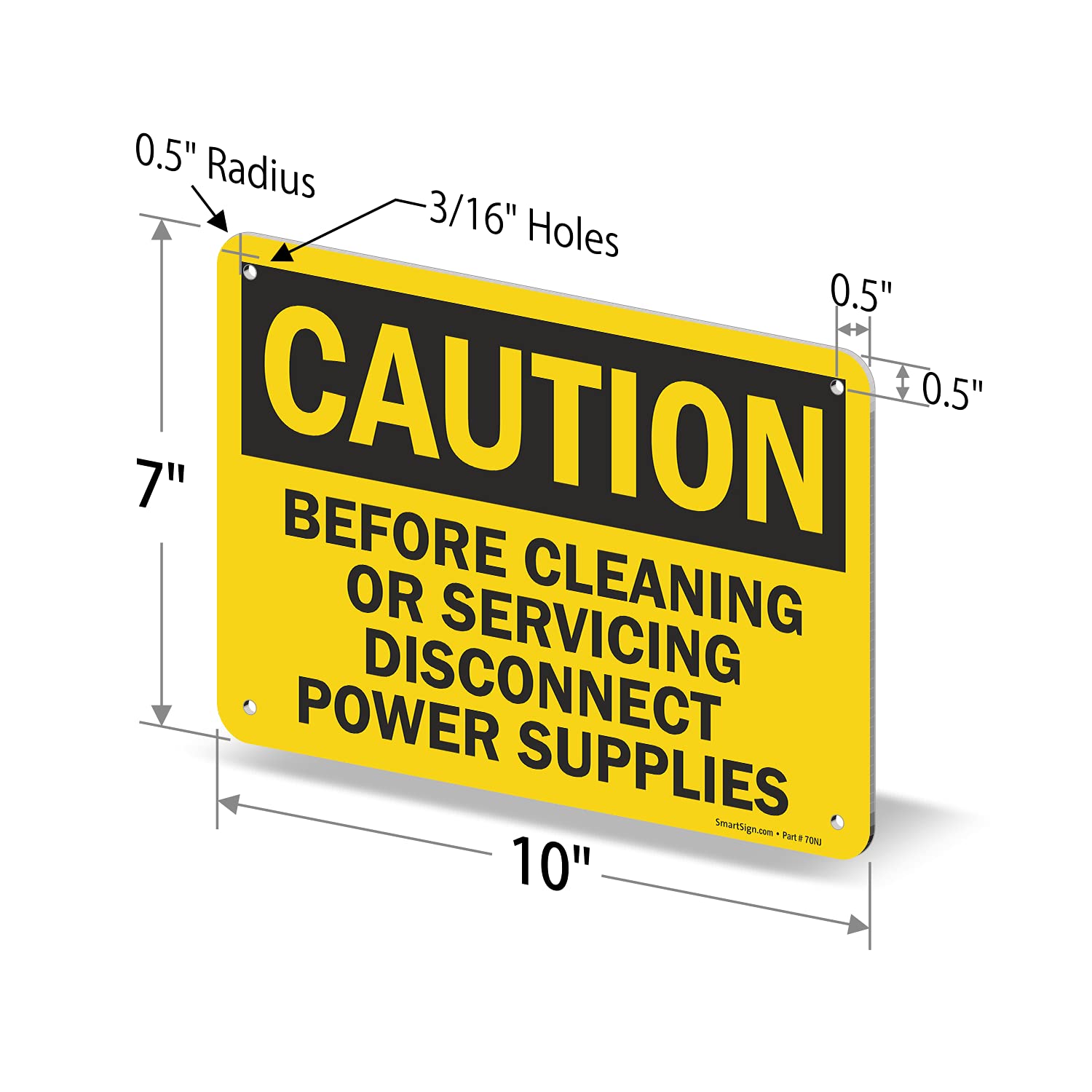 SmartSign 7x10 Inch OSHA Approved 'Caution - Disconnect Power Before Cleaning' Safety Sign | Durable 55 mil HDPE Plastic with Black/Yellow Digital Printing | Ideal for Industrial Equipment, Electrical Panels & Maintenance Areas