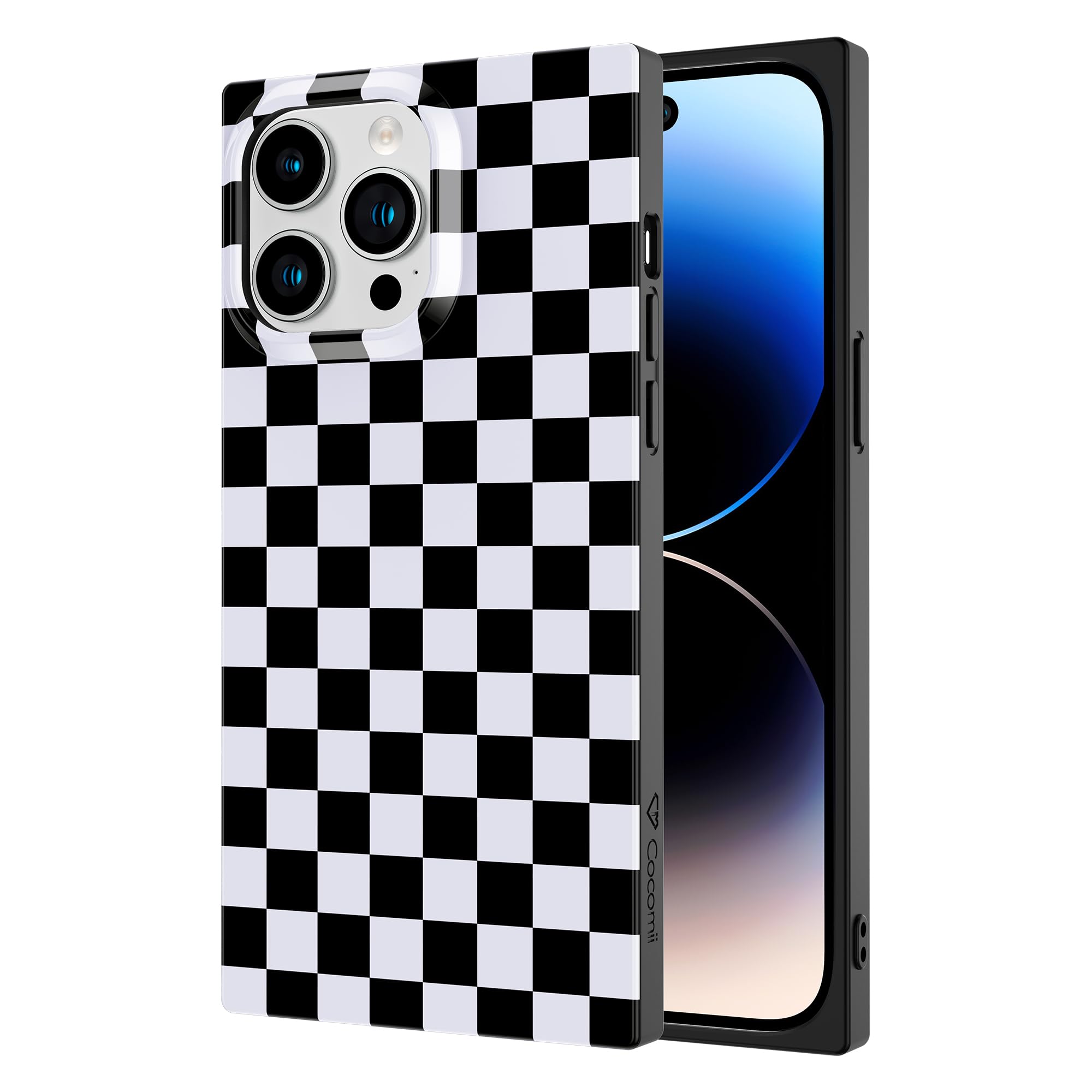Cocomii Rectangle Geometric Pattern Phone Case for iPhone 13 Pro Max 6.7 inch - Glossy Protective Cover with Checkered Design for Women, Men & Girls - Perfect for Everyday Use, Work & Travel