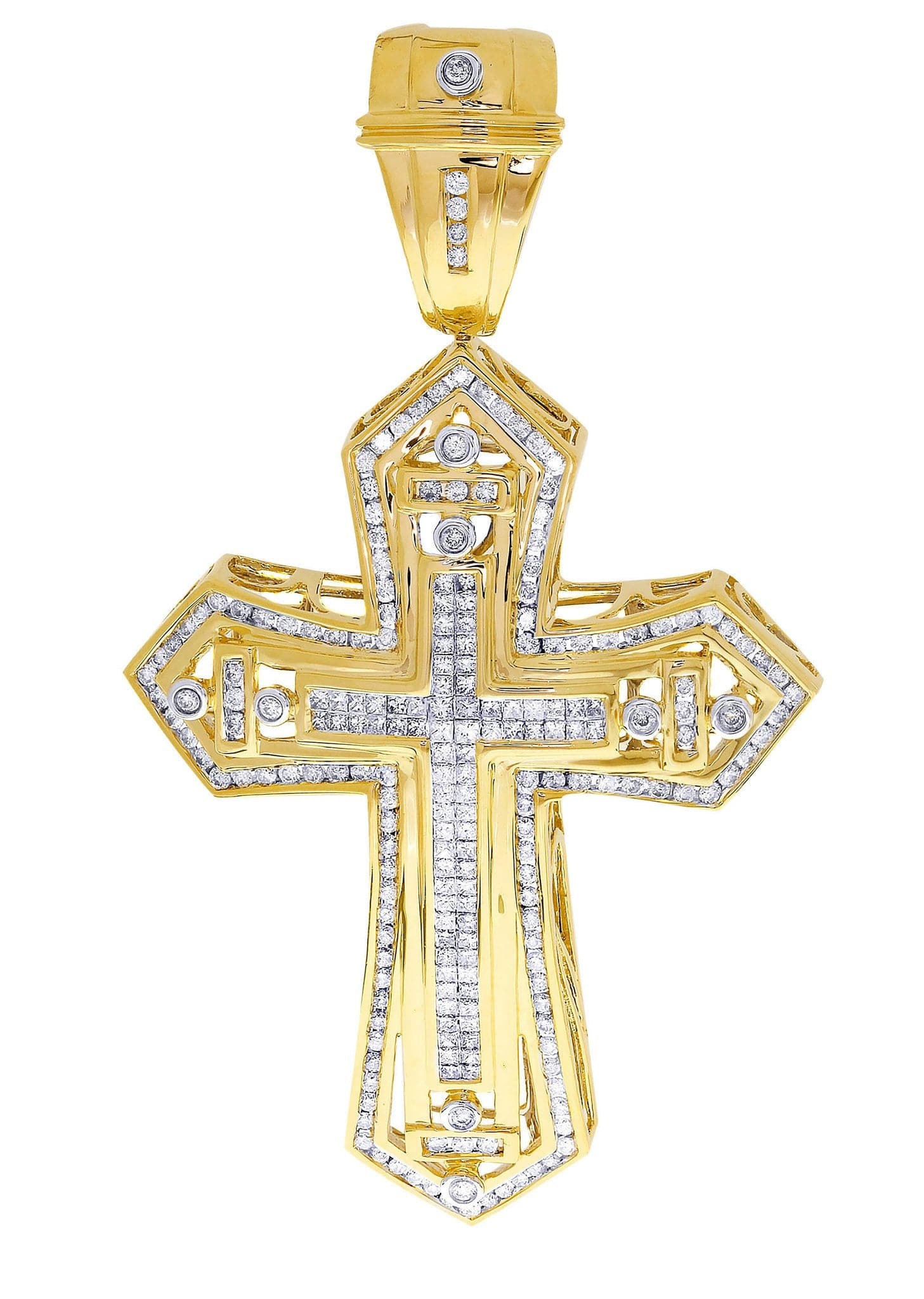 4.08 Carat Diamond Cross Pendant Necklace - 31.76 Grams Solid Gold Religious Jewelry for Women - Perfect for Baptism, First Communion & Special Occasions