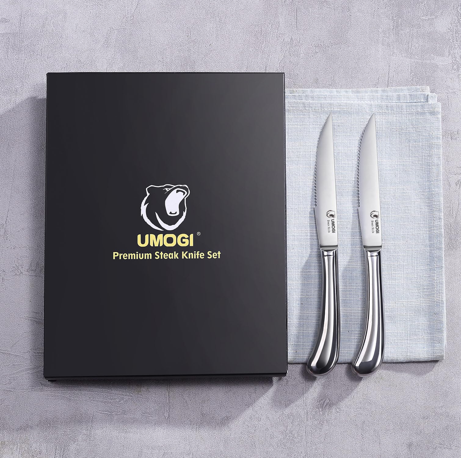 Premium 6-Piece Steak Knife Set - High Carbon Stainless Steel with Serrated Edge, Dishwasher Safe - 4.5