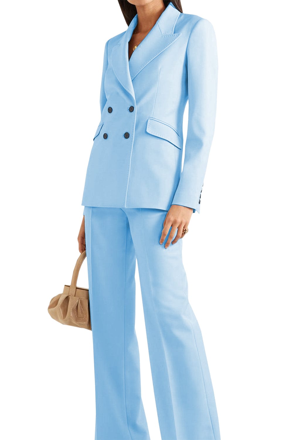 Women's Business Casual Suit 2-Piece Set - Double Breasted Peak Lapel Blazer & Pants | Office Wear, Professional Outfit for Work & Formal Events
