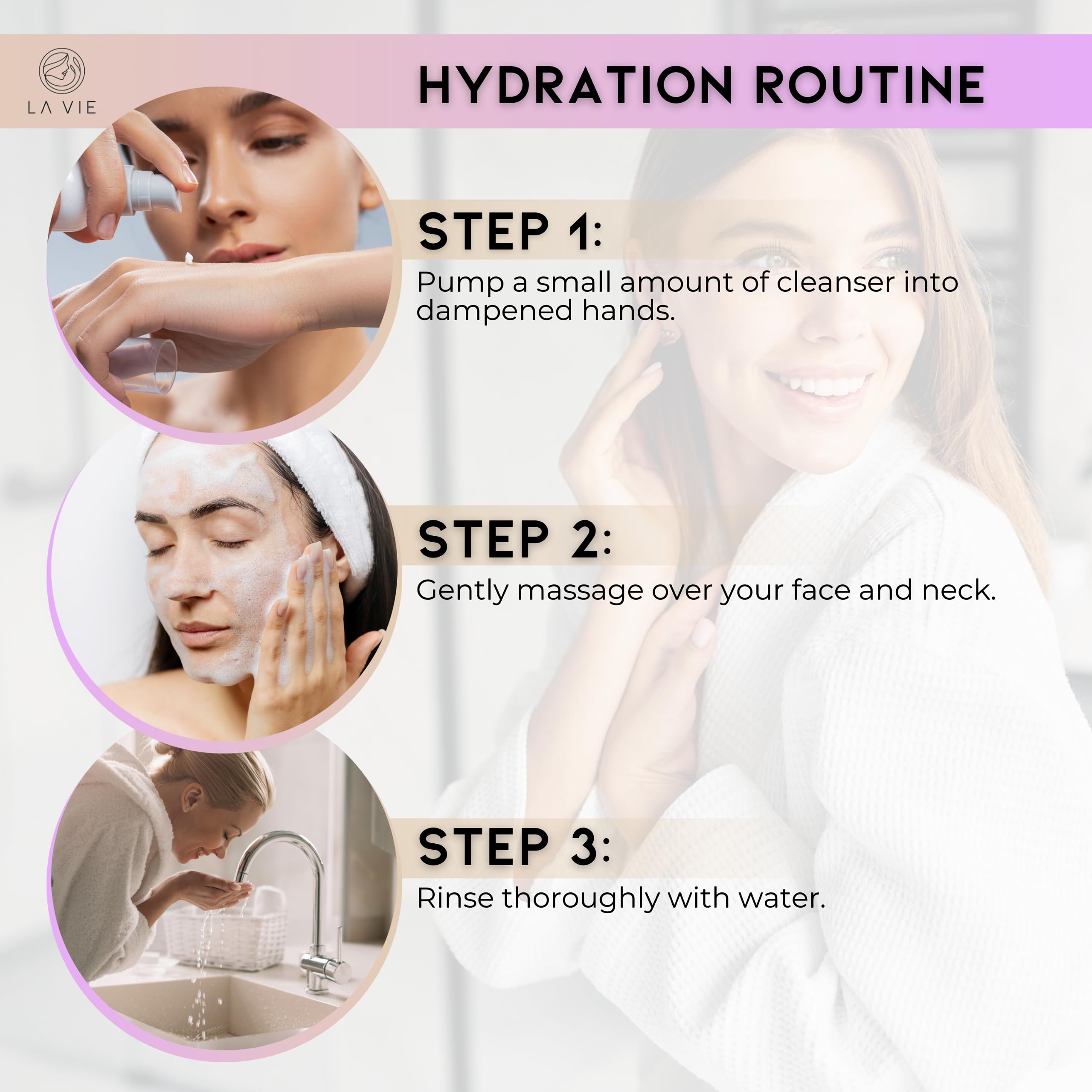La Vie Rejuvenating Facial Cleanser - Anti-Aging Face Wash with Caffeine, Aloe Vera & Lavender for Women | Gentle Daily Cleansing & Hydration | 100ml/3.38Fl Oz | Perfect for Morning & Night Skincare Routine
