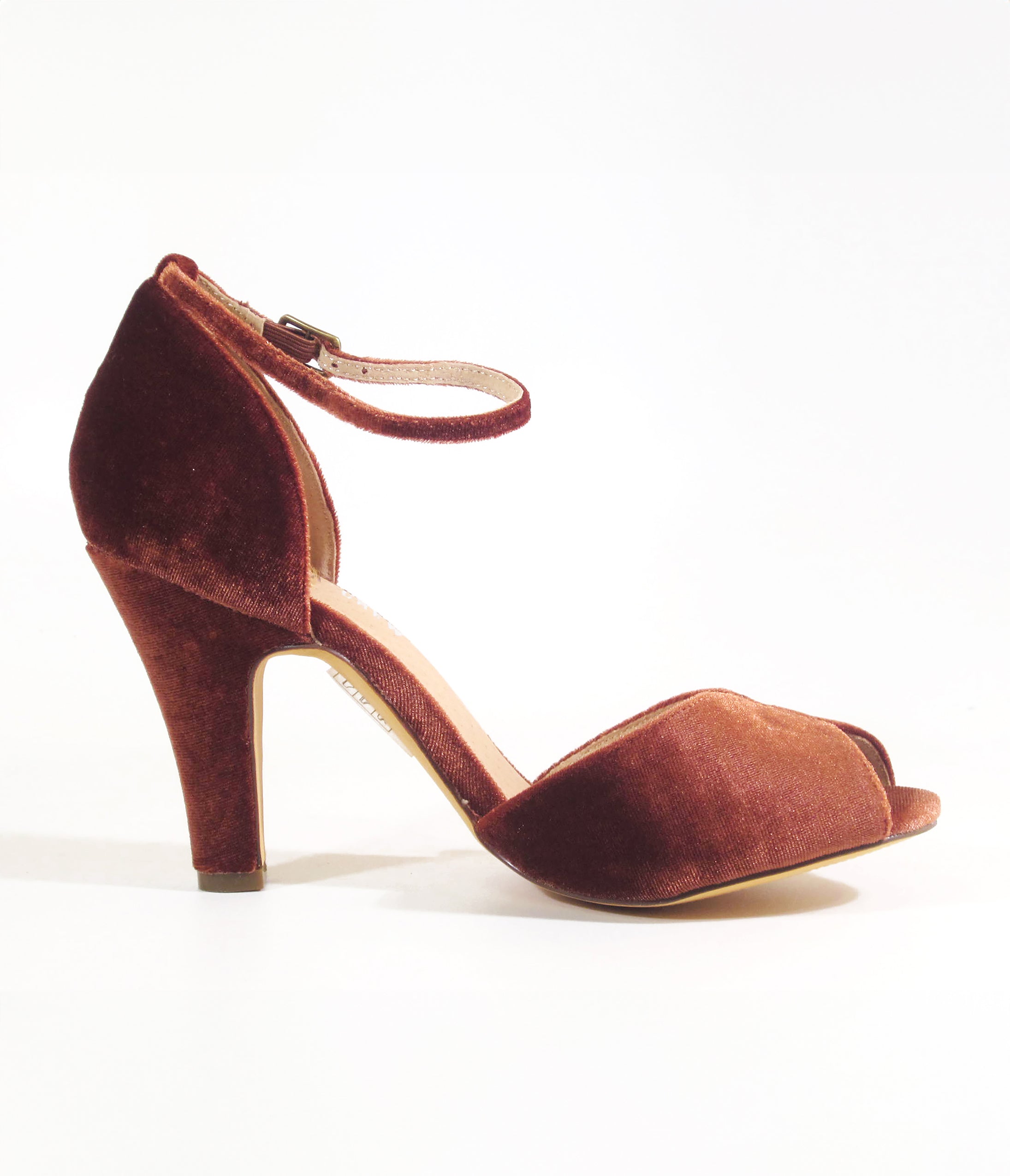 Chelsea Crew Rust Velvet Lola Pumps - Women's Vintage Style High Heels for Parties, Weddings & Evening Events