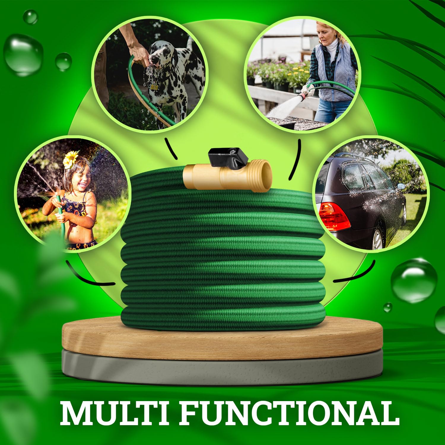 **75 Ft Heavy Duty Garden Hose with Spray Nozzle - Lightweight, Kink Resistant & Durable for Watering, Sprinkling, Cleaning - Perfect for Lawns, Gardens, Car Washing & Outdoor Use**