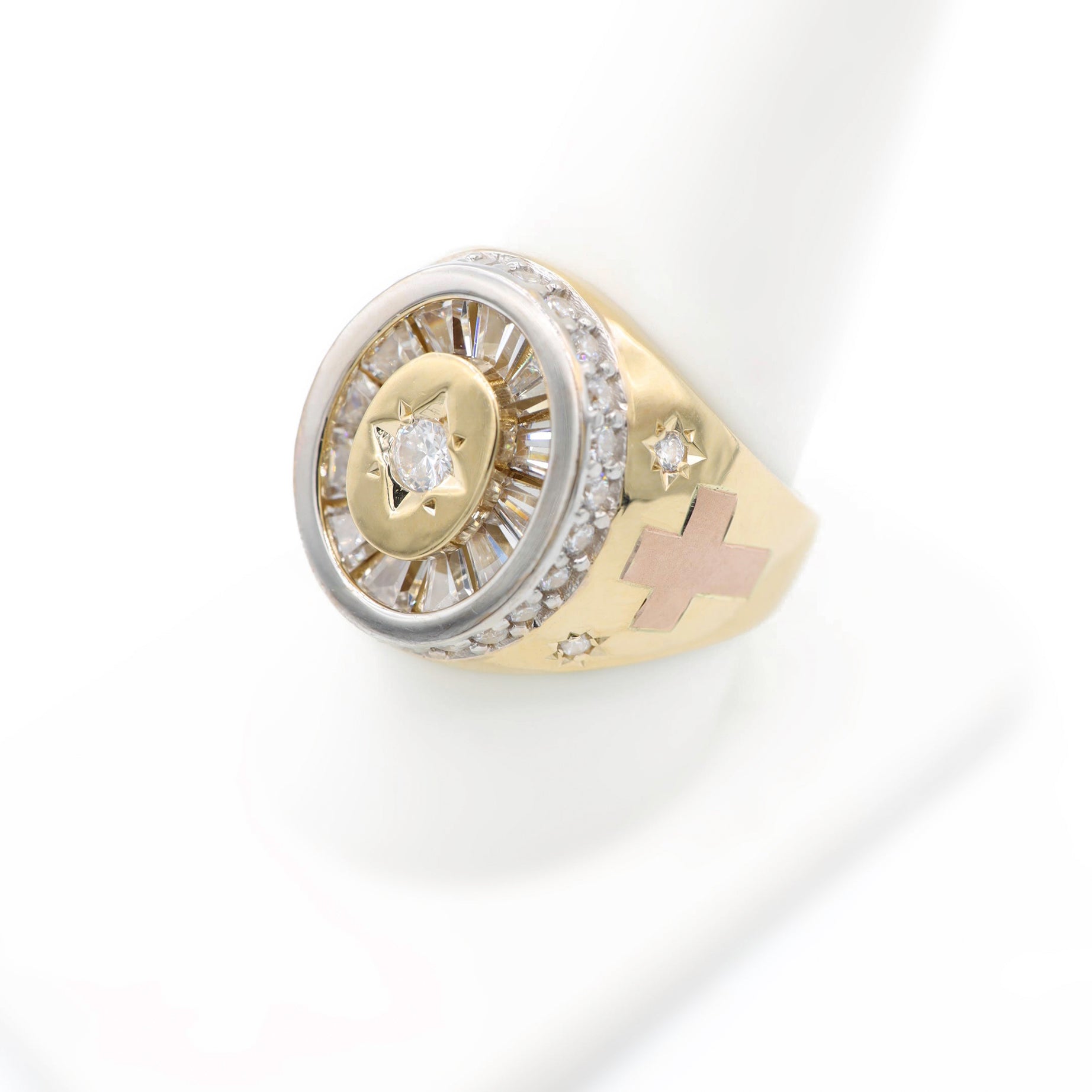 14K Gold Men's White Stone Ring with CZ - Elegant & Durable Jewelry for Gifts, Weddings & Special Occasions | JTJ™ Brand