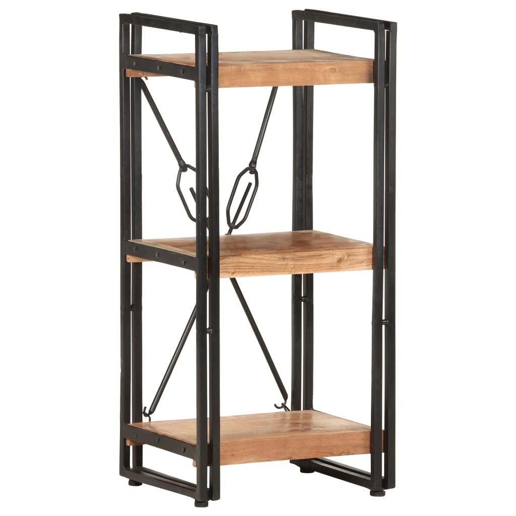 Modern Open Bookcase with Wood & Metal Frame - 3-Tier Acacia Wood Display Shelf for Office, Living Room & Bedroom Storage - Freestanding Organizer 15.7