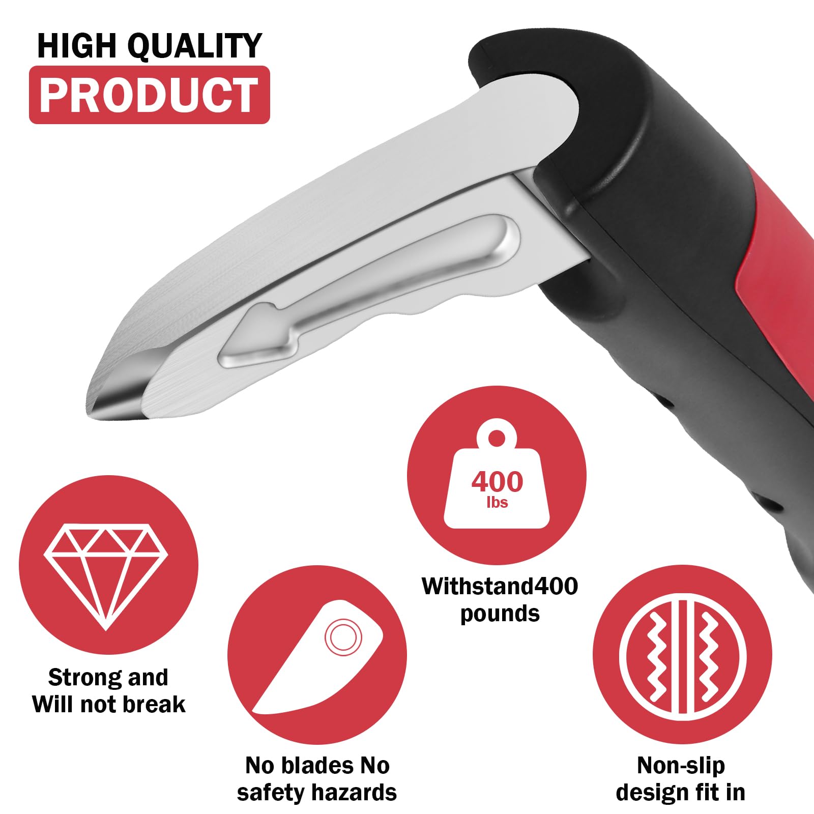 2 Pcs Multifunction Car Door Assist Handle with Seatbelt Cutter & Window Breaker - Portable Automotive Support Handles for Elderly & Emergency Use, Ideal for Daily Commute & Road Trips (Red)