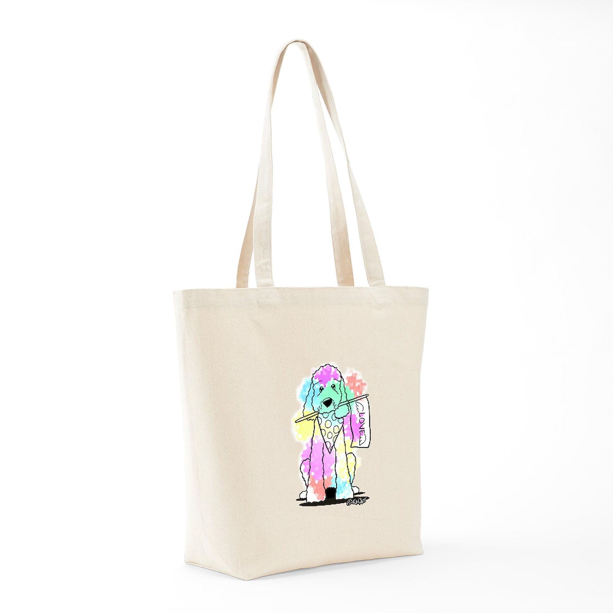 CafePress Snowcone Splash Doodle Dog Tote Bag - Natural Canvas Reusable Shopping Bag for Groceries, Beach & Everyday Use