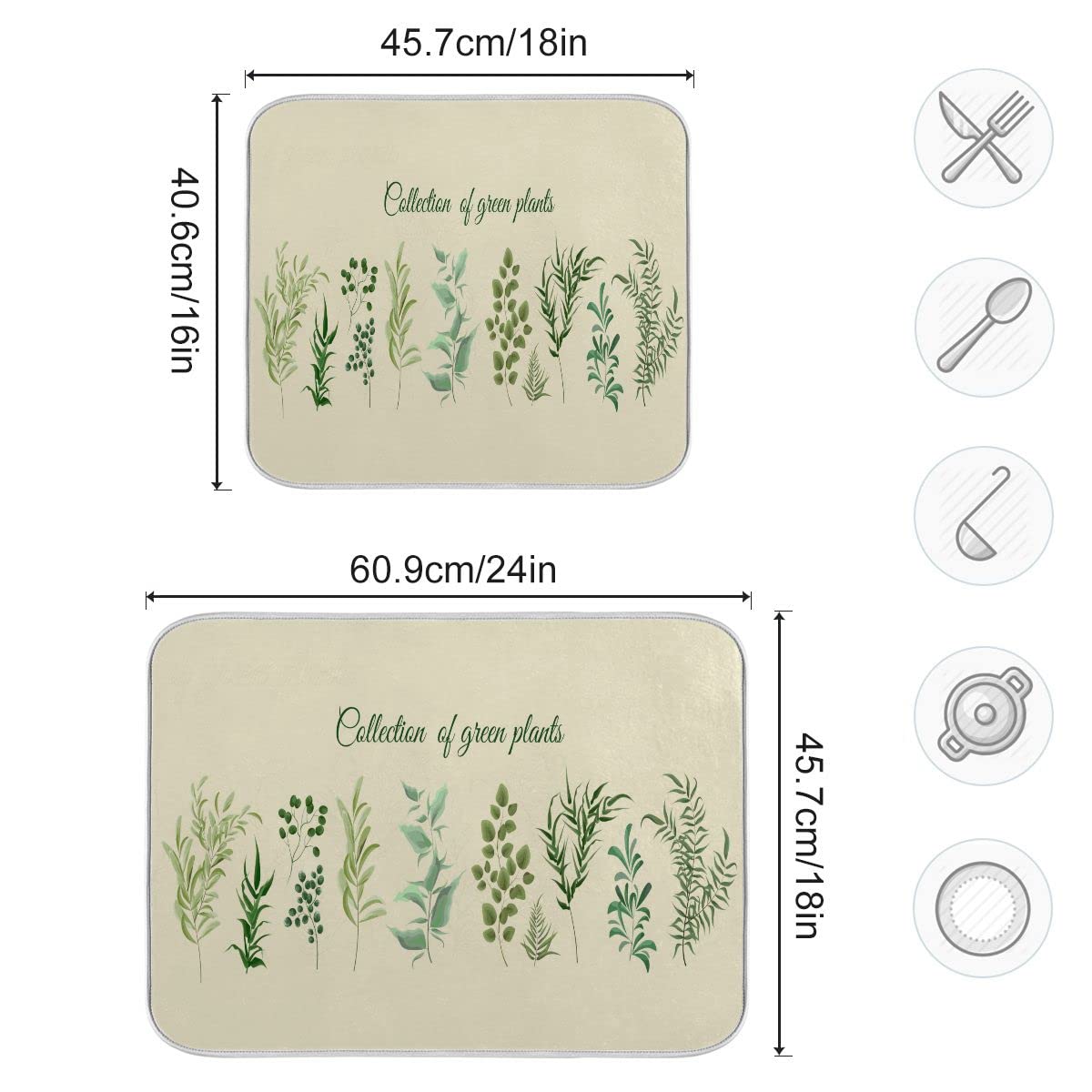 **Premium Microfiber Dish Drying Mat - 18x24 Inch Absorbent & Reversible Kitchen Mat for Plates, Utensils, and Green Plants | Eco-Friendly, Fast-Drying, Non-Slip | Perfect for Countertops, Sinks, and Dish Racks**