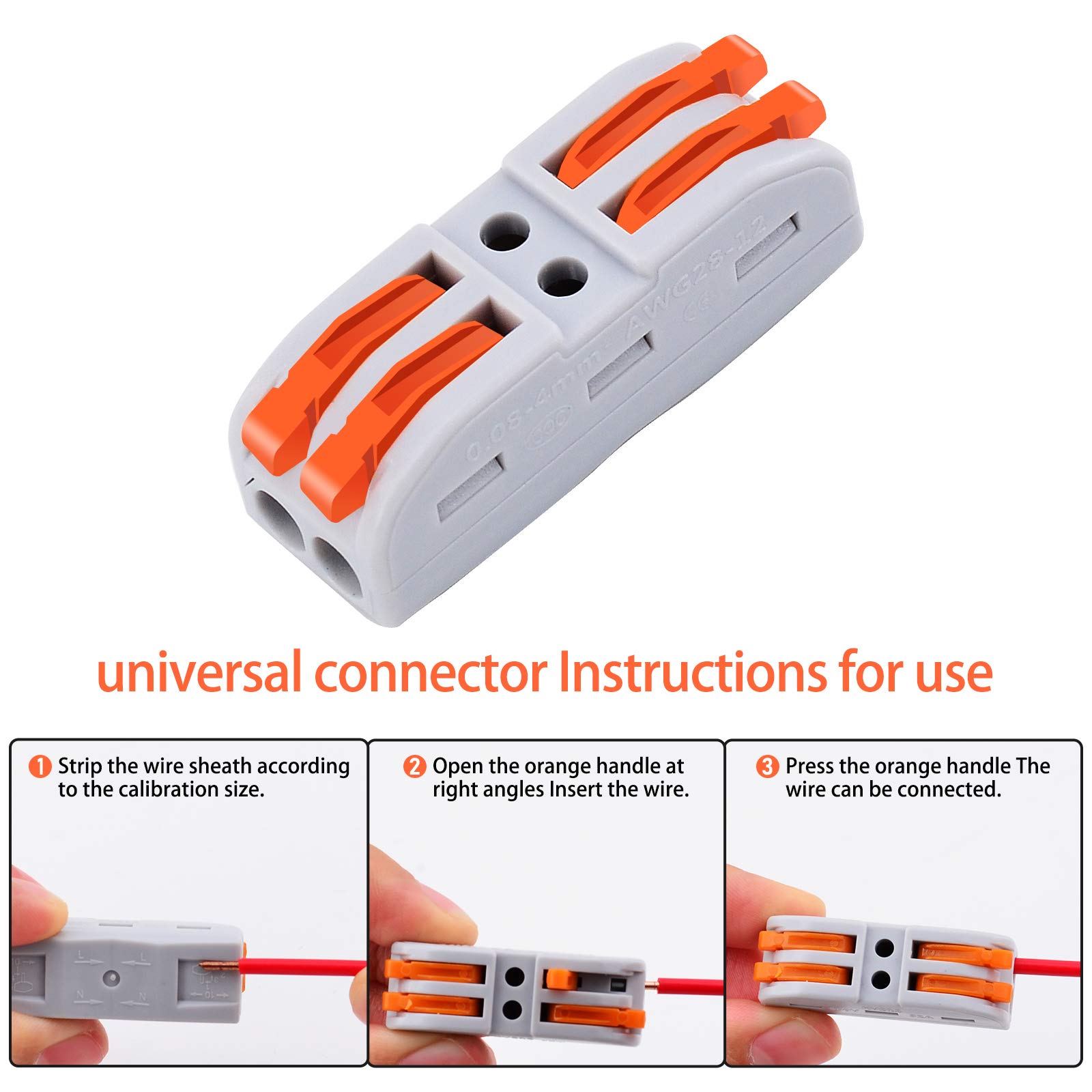 NineLeaf 2 Conductor Compact Wire Connectors - 100 Pack for 2 Circuit Inline Splices | Electrical Wiring, Automotive, DIY Projects & Home Appliances