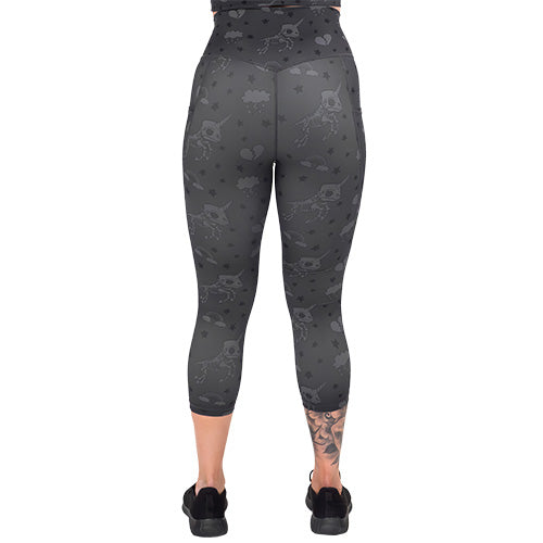 Unicorn Skulls Leggings - Gothic Fantasy Yoga Pants for Women | Perfect for Halloween, Cosplay & Workout