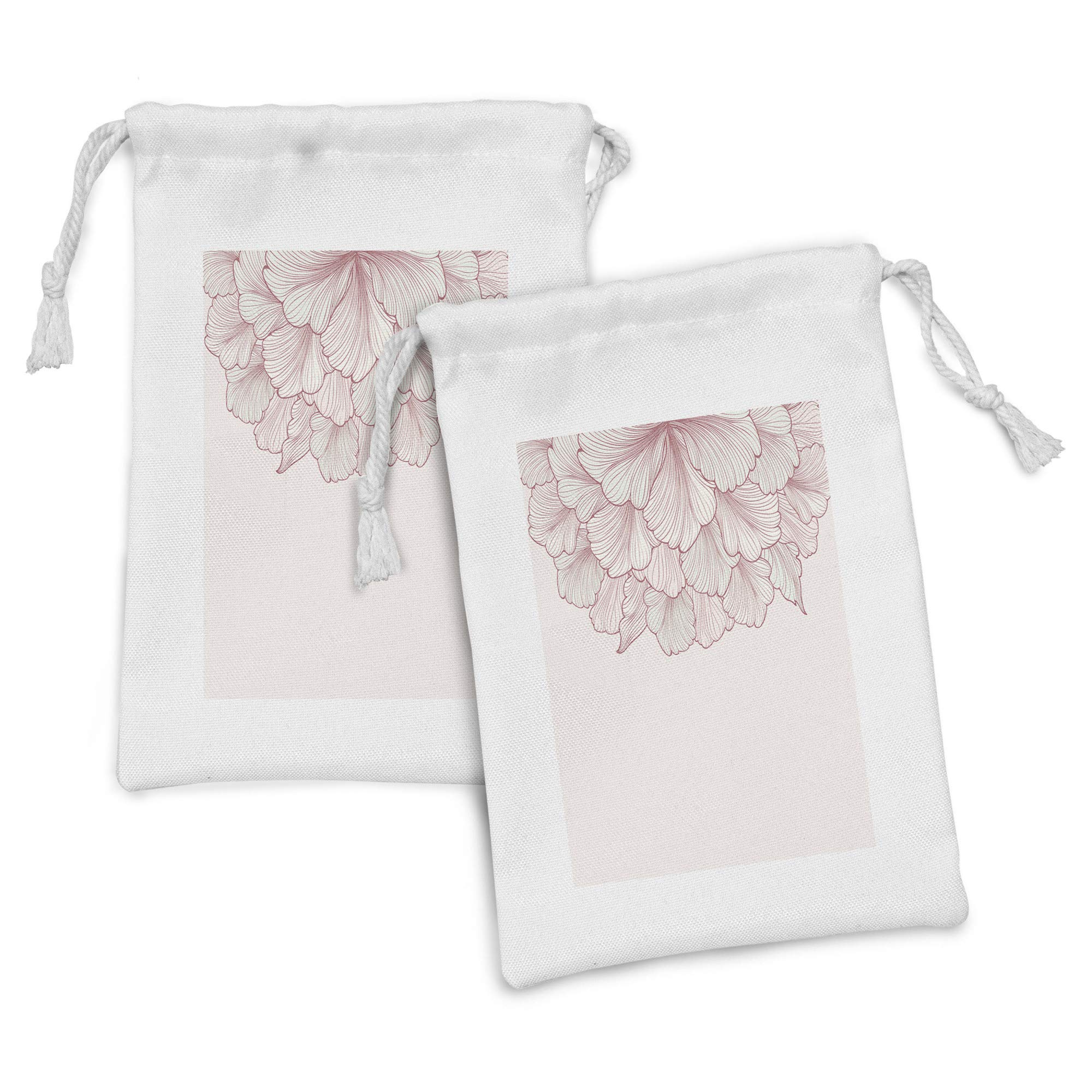 Ambesonne Floral Fabric Pouch Set of 2 - Pastel Bridal Carnation Drawstring Bags for Toiletries, Jewelry & Wedding Favors (9
