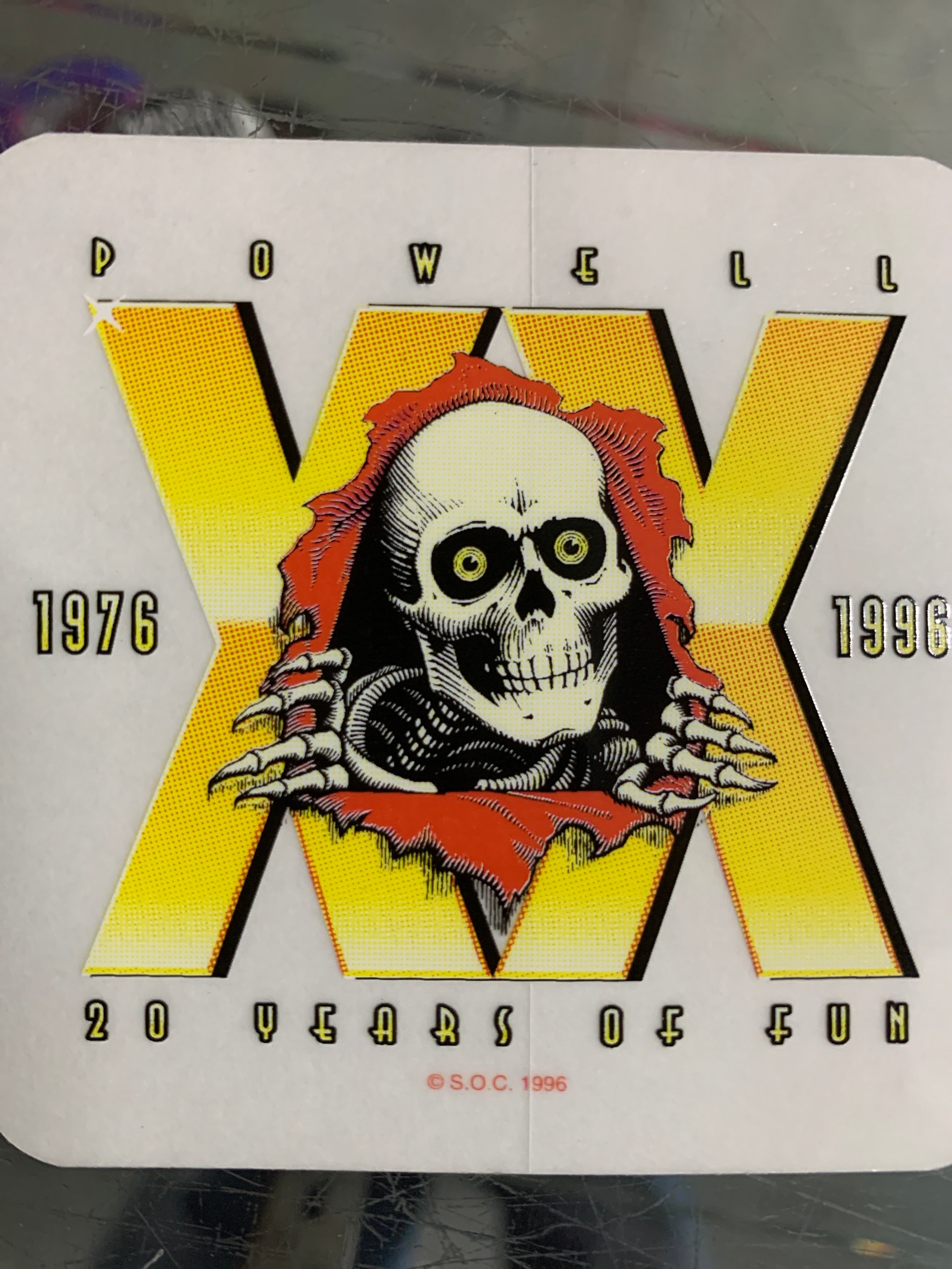 Vintage Powell 20 Year Anniversary Sticker - Limited Edition Collectible Decal for Skateboards, Laptops & Water Bottles