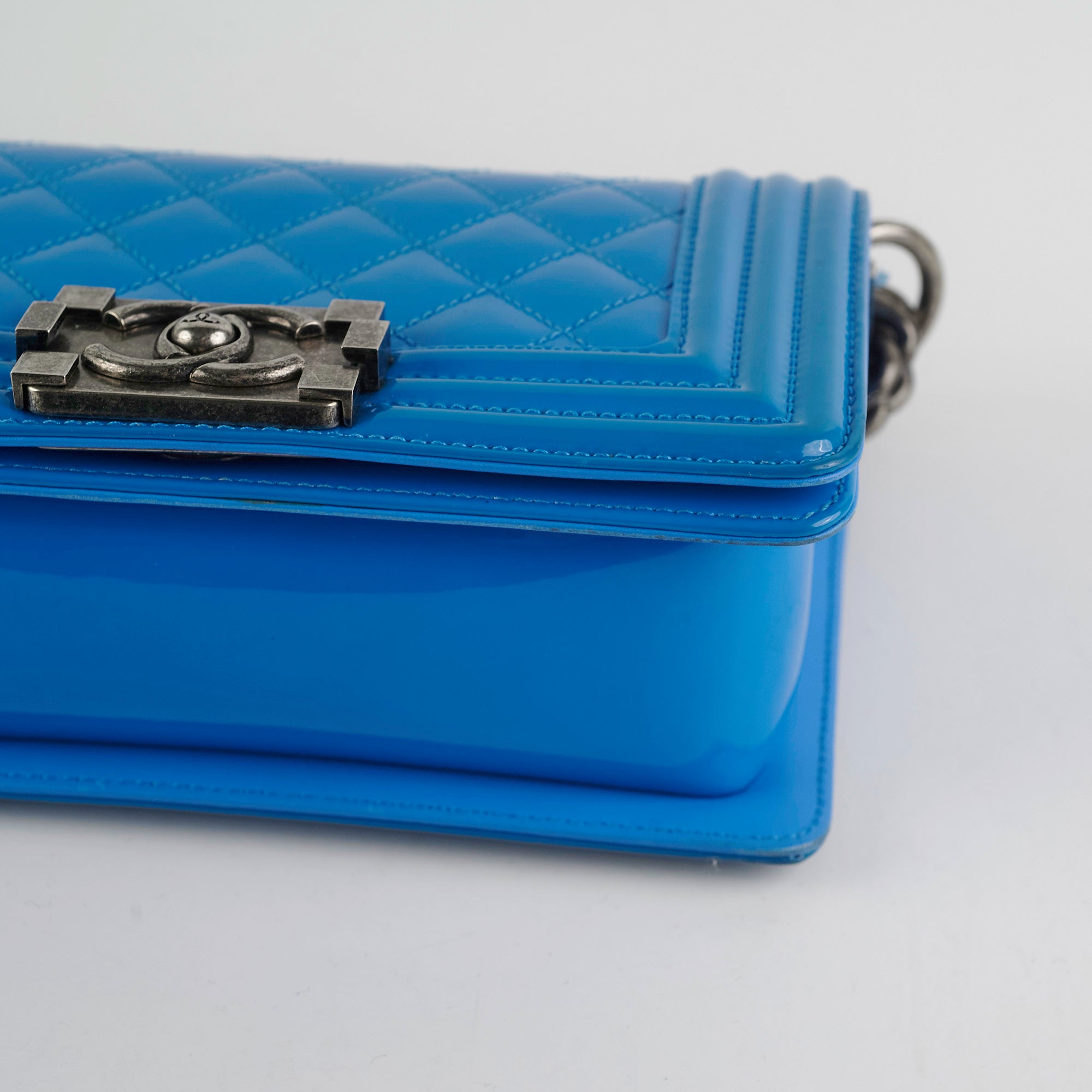 Chanel Small Boy Patent Blue Leather Crossbody Bag - Luxury Handbag for Women, Perfect for Parties, Dating & Everyday Use