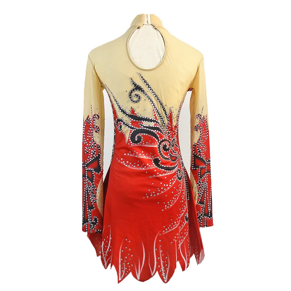Red Rhythmic Gymnastics Leotard for Girls & Women - Competition Dance Dress for Ballet, Gymnastics & Performances