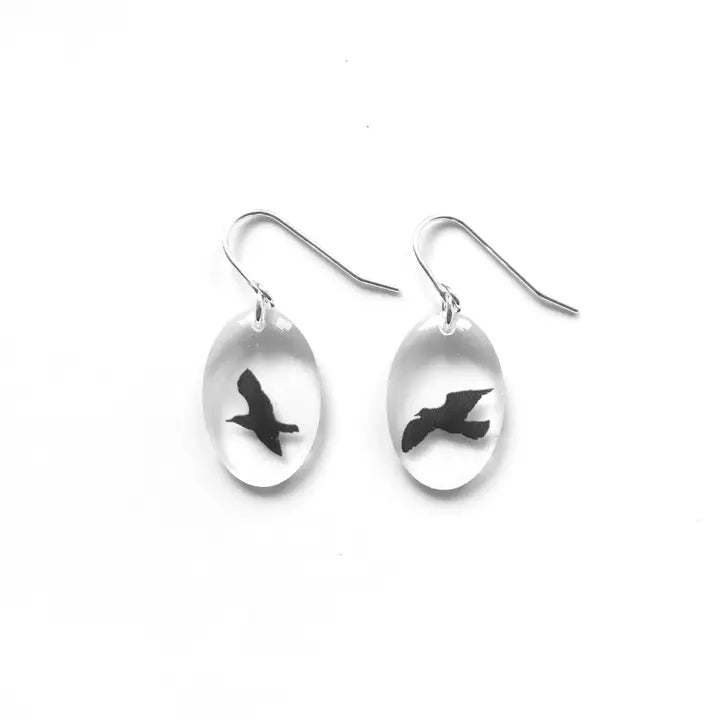 Black Drop Designs Small Oval Bird Earrings - Elegant & Lightweight Jewelry for Women - Perfect for Casual Wear, Office & Special Occasions