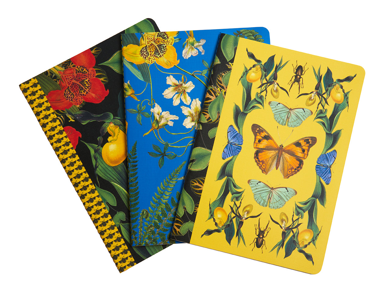 Art of Nature: Botanical Sewn Notebook Set of 3 - Eco-Friendly Journals for Writing, Sketching & Gift Giving