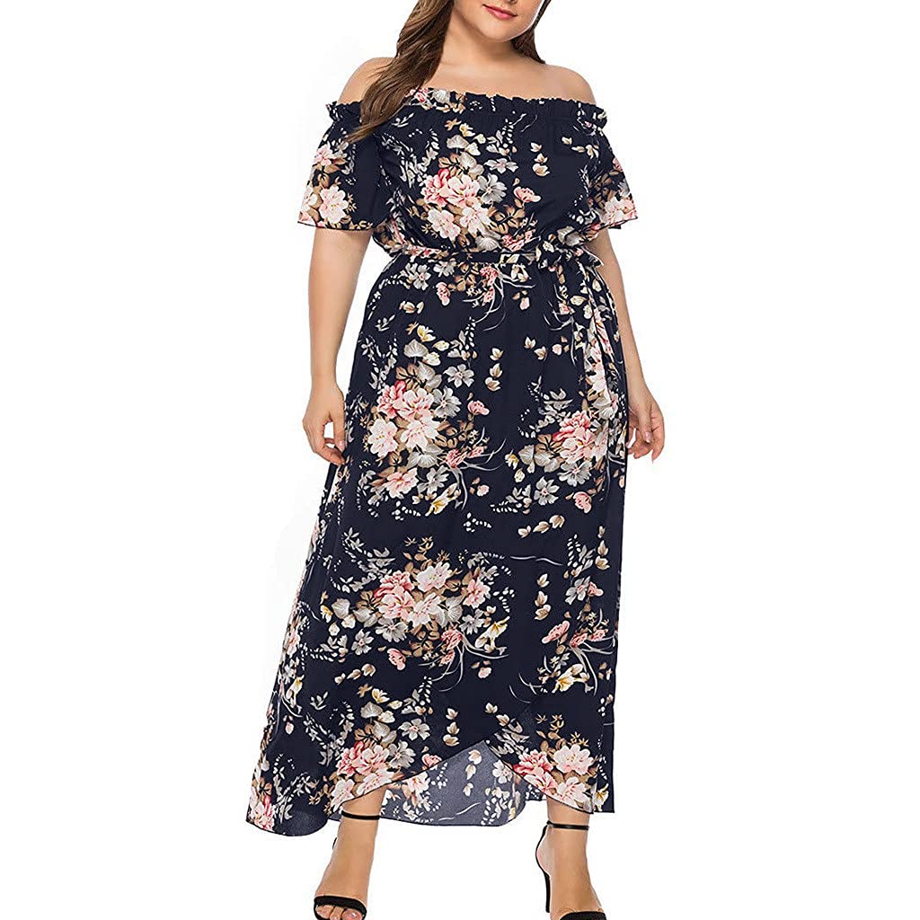 Plus Size Maxi Dresses for Women - Sexy Floral One Shoulder Short Sleeve Wedding Guest Dress | Perfect for Summer Weddings, Beach Parties & Special Occasions