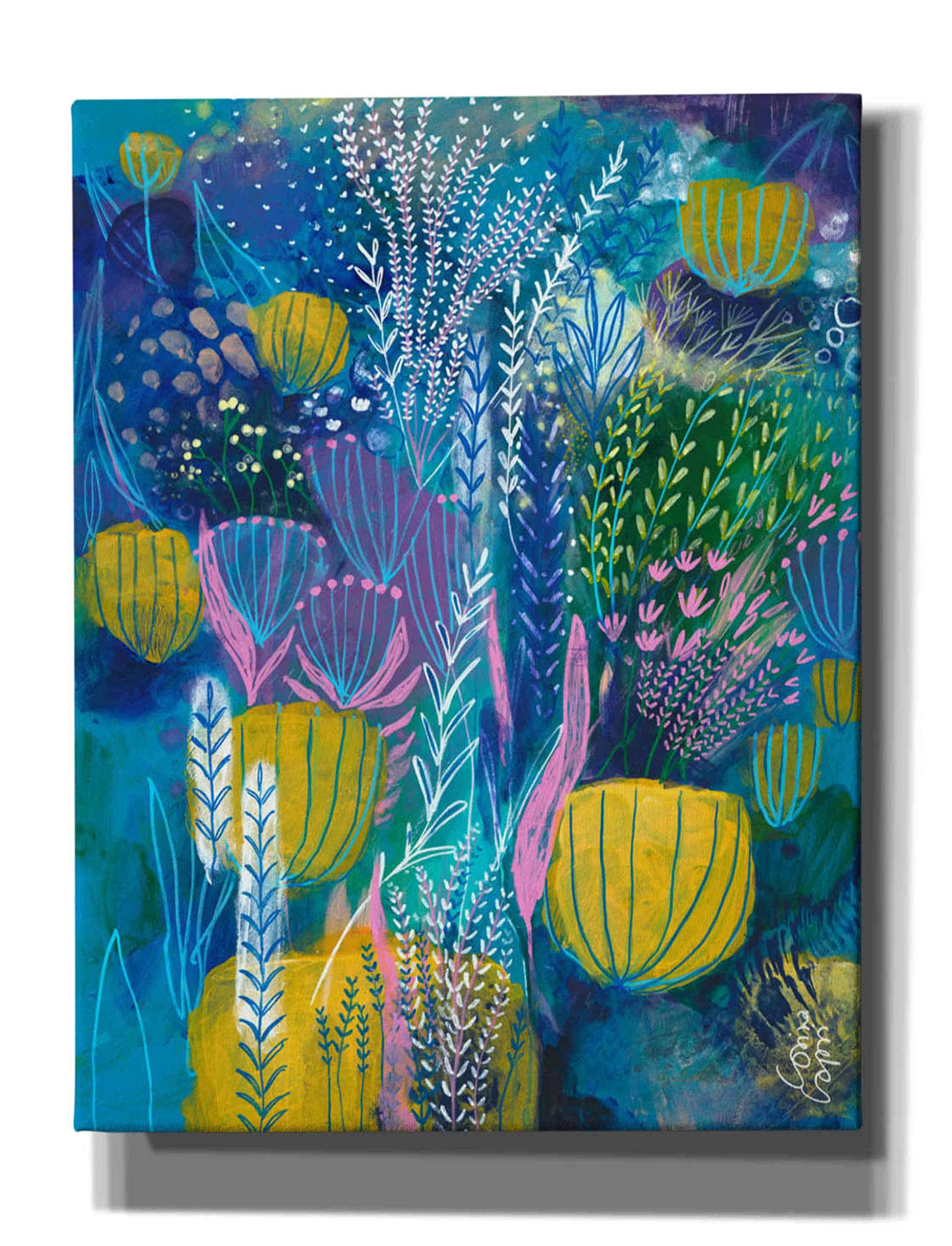 Epic Graffiti 'Sea Life' by Corina Capri - 26x34 Inch Giclee Canvas Wall Art Print - Ocean Themed Home Decor for Living Room, Bedroom & Office