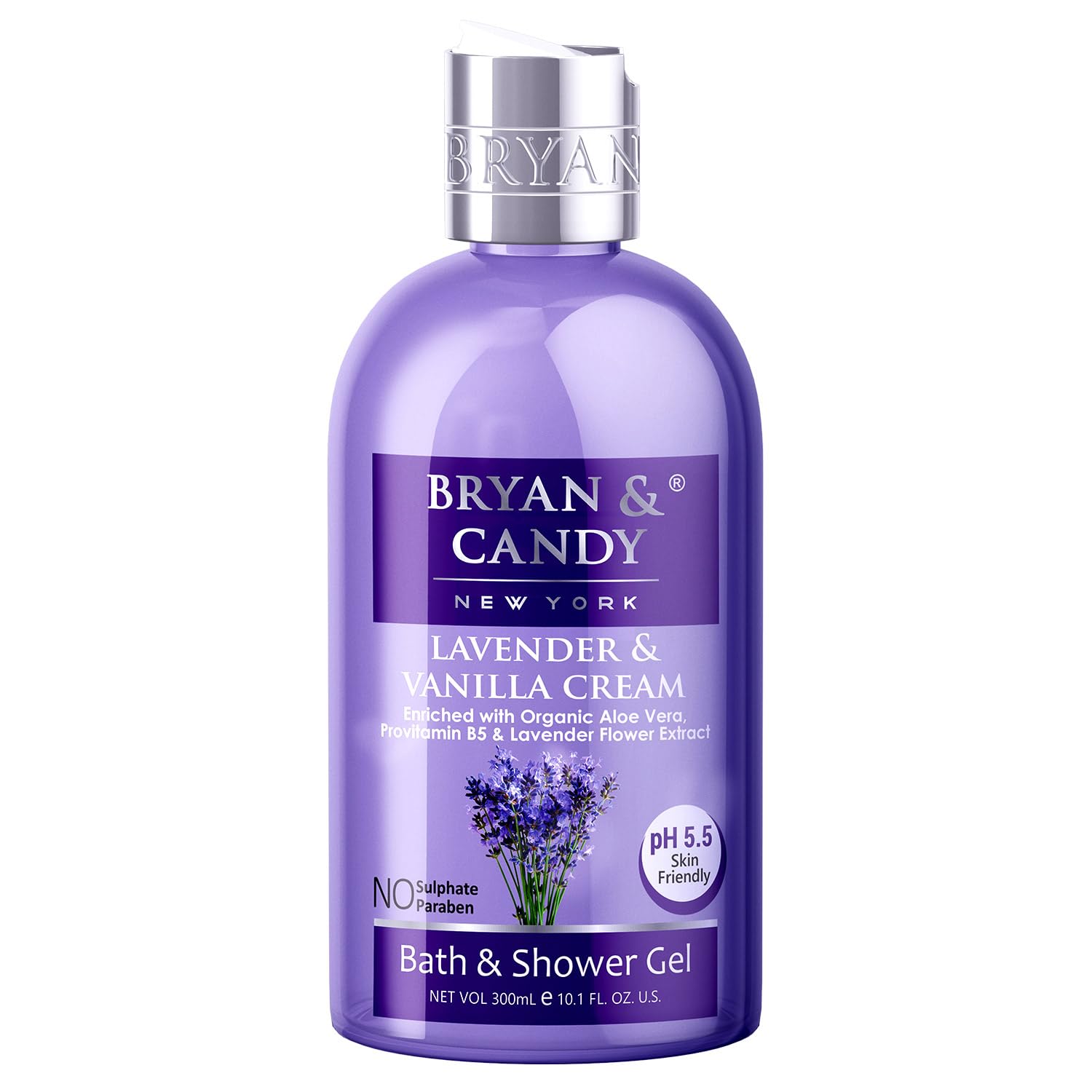 Bryan & Candy Aloe Vera Shower Gel - Gentle Moisturizing Body Wash for Soft, Supple Skin - Lavender Scented Bath & Shower Gel (300ml) - Perfect for Relaxing Baths & Daily Skincare Routine