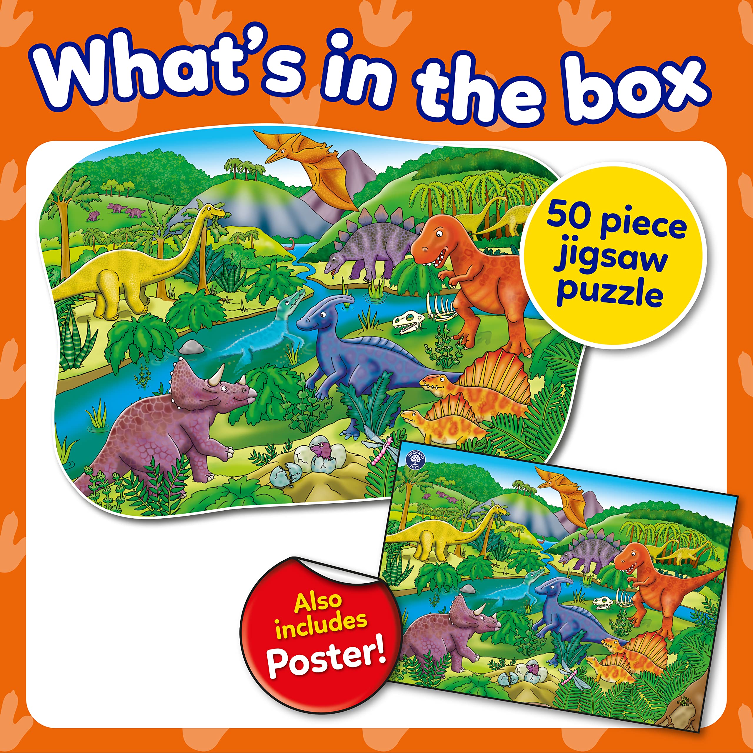 Orchard Toys Big Dinosaurs Jigsaw Puzzle for Kids - 50 Piece Large Floor Puzzle, Educational Dinosaur Toys for Toddlers Age 4+, Perfect Gift for Boys & Girls - Fun Learning Activity for Preschool & Birthday Parties