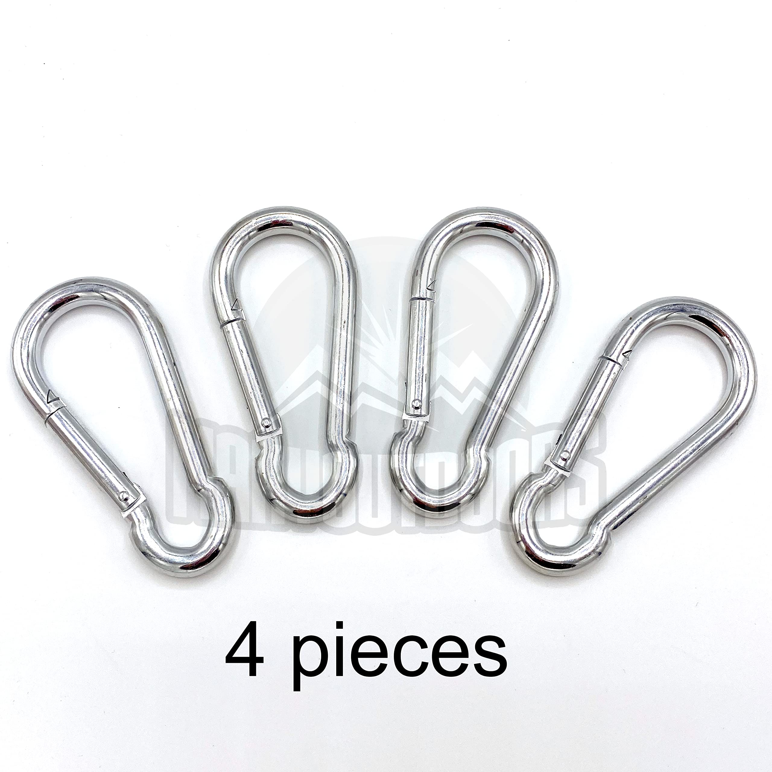 Heavy Duty Carabiners 4 Pack - 3.5 Inch 660LB Capacity Snap Hooks with Strong Spring Action & Anti-Rust Coating - Perfect for Hammocks, Punching Bags, Swing Chairs, Gym Equipment, Rock Climbing, Camping Gear and Outdoor Activities