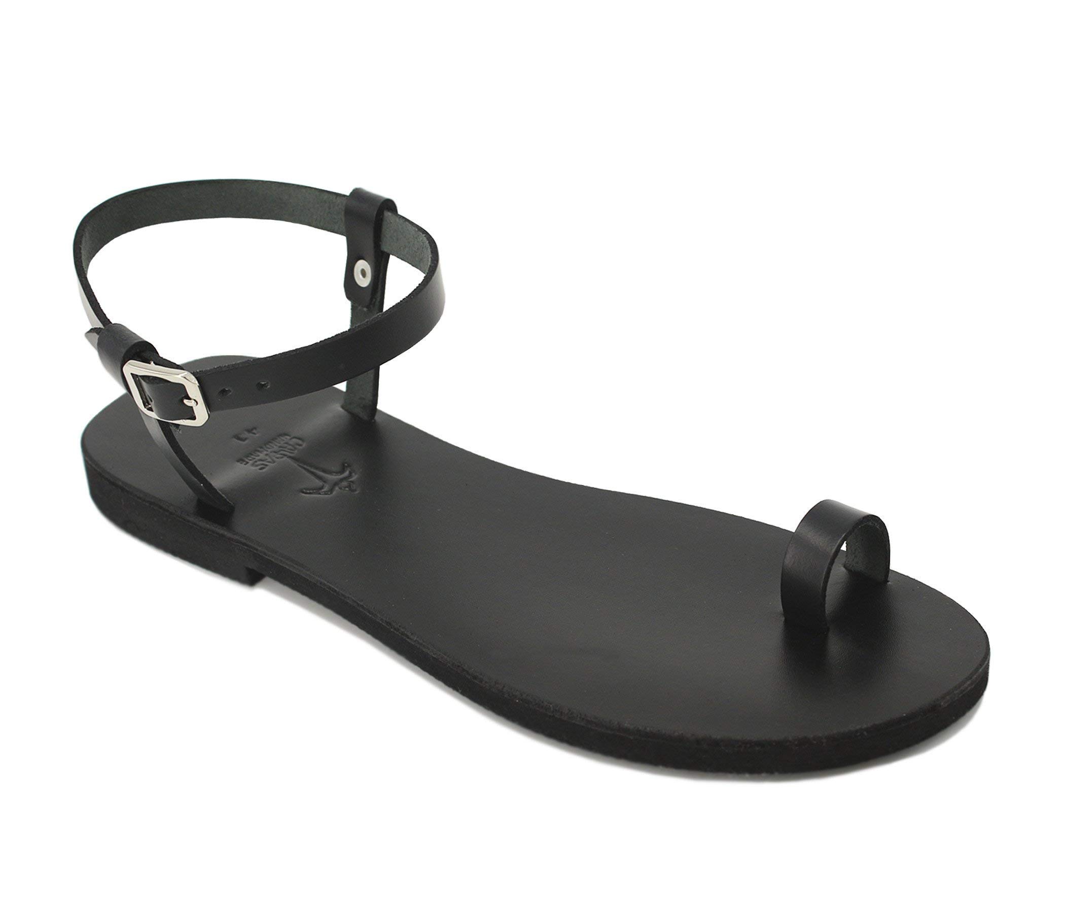 Barefoot Sandals | Toe Ring Sandals | Leather Gladiator Sandals with Ankle Strap - Black Boho Sandals for Women - Perfect for Beach, Festival, and Summer Outfits