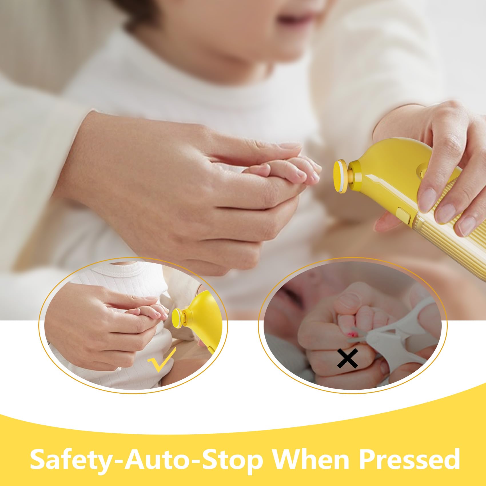 Electric Baby Nail Trimmer & Clippers - 7-in-1 Rechargeable Nail Filer Kit with Whisper Quiet Polisher | Safe for Newborn Toes & Fingernails | Perfect for Travel, Home Care & Gentle Baby Grooming