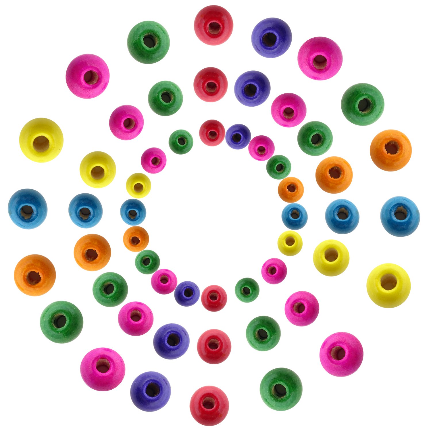 600PCS Assorted Color Round Wood Beads for DIY Crafts & Jewelry Making - 6mm, 8mm, 10mm Sizes - Perfect for Bracelets, Necklaces & Home Decor Projects