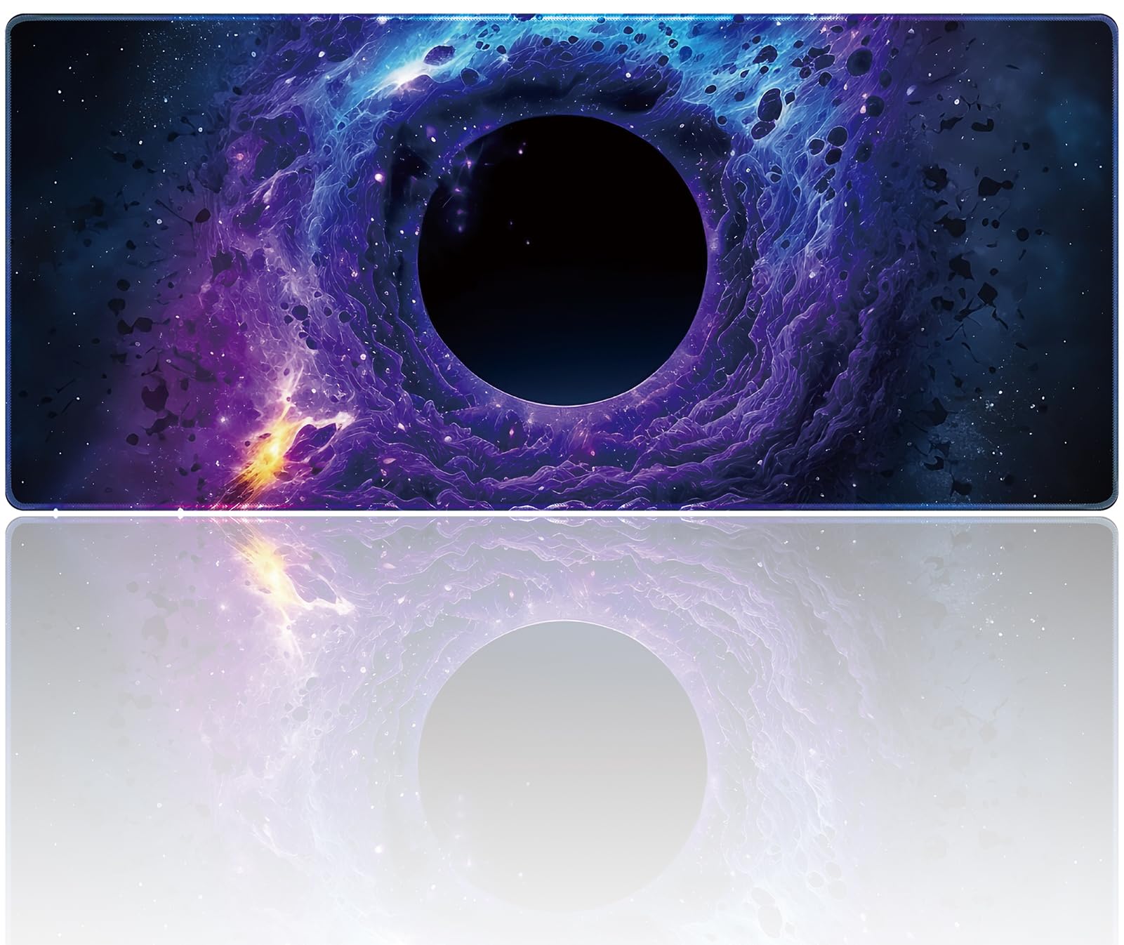 Ultra Large Gaming Mouse Pad - 35.4 x 15.7 Inch XXXL Desk Mat with Non-Slip Rubber Base, Thick Ergonomic Mousepad for PC, Laptop, Office & Home Workspace - Nebula Black Hole Design - Perfect for Gamers, Programmers & Professionals