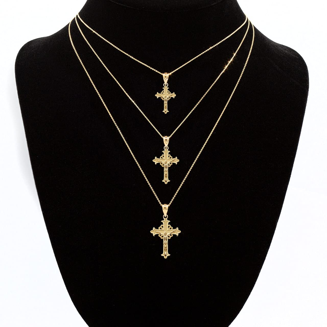 10K Rose Gold Jesus Christ Crucifix Pendant Necklace - Catholic Religious Jewelry for Women & Men - Perfect for Baptism, First Communion, Confirmation & Daily Faith Wear (Sizes S-L)