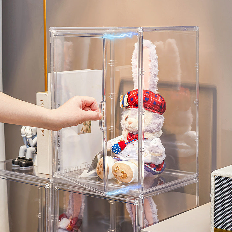 POP MART Figure Display Case - Clear Acrylic Desktop Storage Box for Collectible Toys - Perfect for Home Office, Shelf Decoration & Gift Packaging