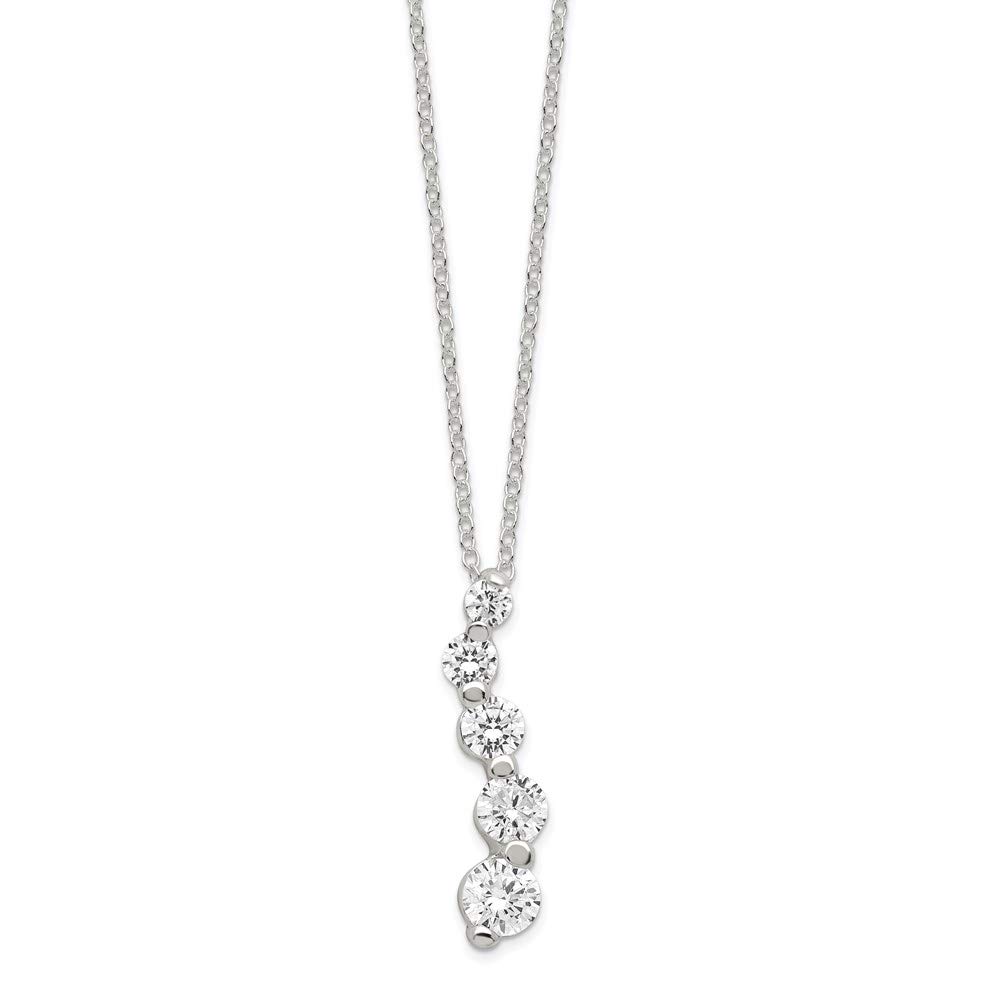 925 Sterling Silver Cubic Zirconia Journey Necklace for Women - Elegant 18