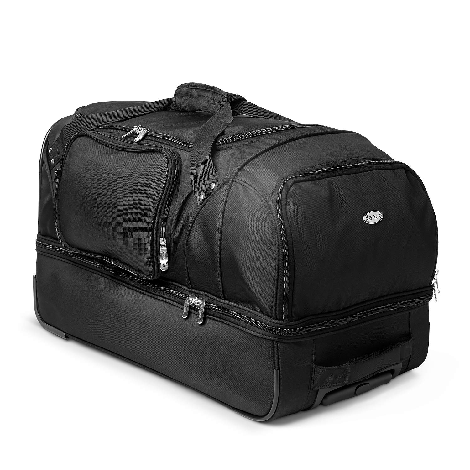 NBA Rolling Duffel Bag with Drop Bottom - Large Sports Gym Travel Luggage for Basketball, Gym, Workout & Weekend Trips