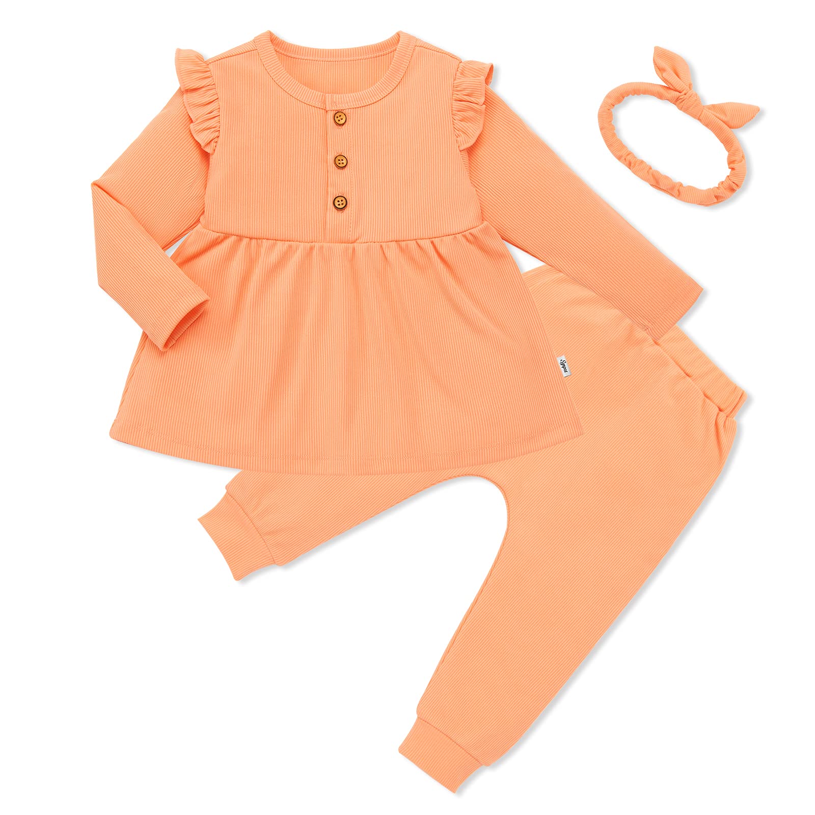 Toddler Baby Girl Outfit Set - Long Sleeve Ruffle Top & Floral Pants with Headband | Fall Winter Clothes for Girls | Perfect for Holidays, Family Photos & Special Occasions