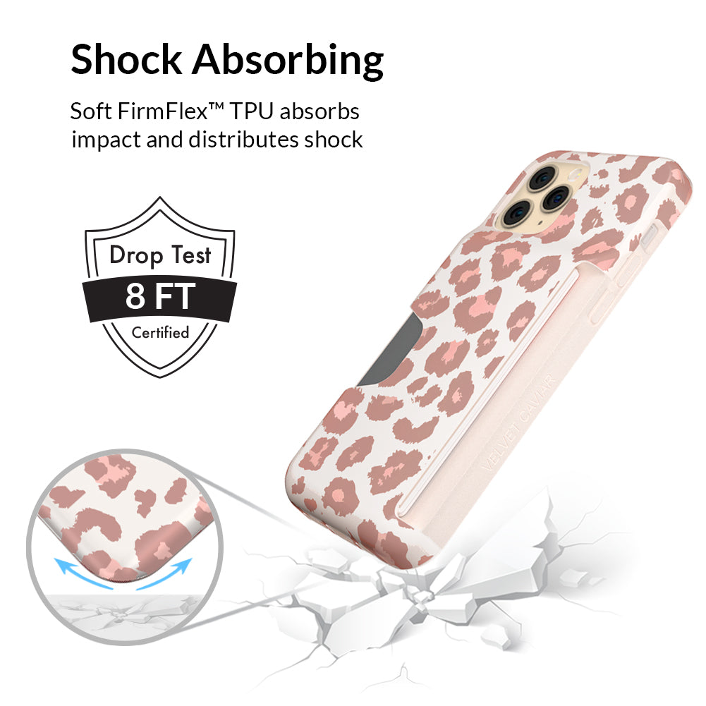 Blush Leopard Print iPhone Wallet Case - Slim Protective Cover with Card Holder for iPhone 12/13/14 Pro Max | Perfect for Travel, Shopping & Everyday Use
