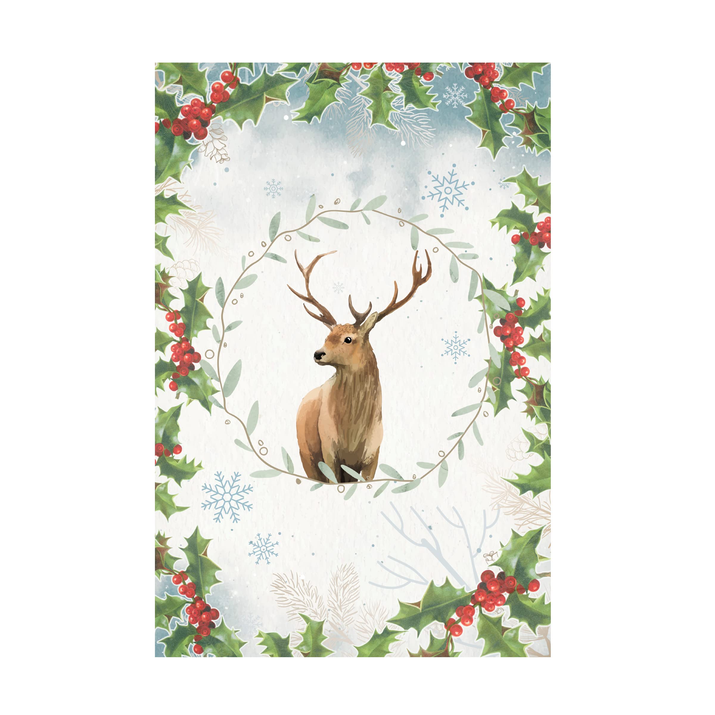 Trademark Fine Art 'Holly The Reindeer' Canvas Wall Art Print by The Font Diva - Festive Christmas Home Decor for Living Room, Bedroom & Office