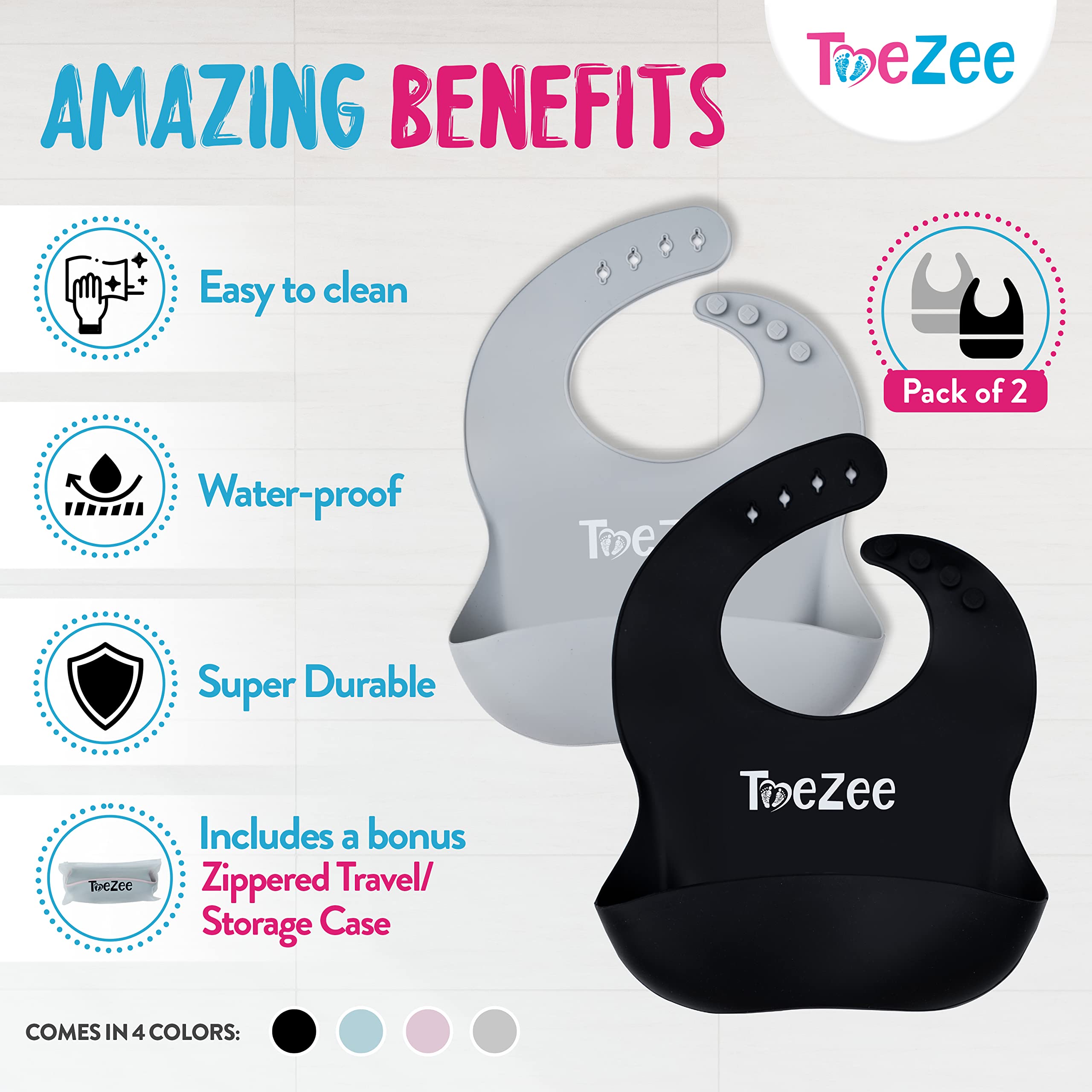 **Baby Silicone Bibs with Wide Food Catcher - BPA-Free, Adjustable & Easy to Clean - Durable & Food-Grade for Mess-Free Feeding - Perfect for Infants & Toddlers at Home or On-the-Go**