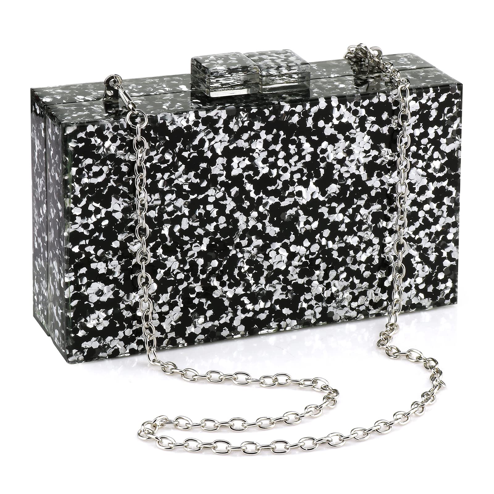 Stylish Acrylic Geometric Pattern Women's Handbag - Multicolor Perspex Box Clutch for Evening Banquet & Crossbody Use | Perfect for Parties, Weddings, and Special Occasions