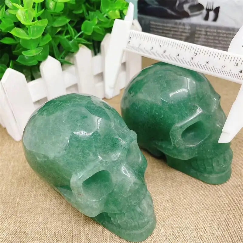 Natural Green Strawberry Quartz Skull Carving Statue - Realistic Feng Shui Healing Crystal, Unique Art Collectible & Spiritual Gift (1PC) - Perfect for Meditation, Home Decor & Energy Healing