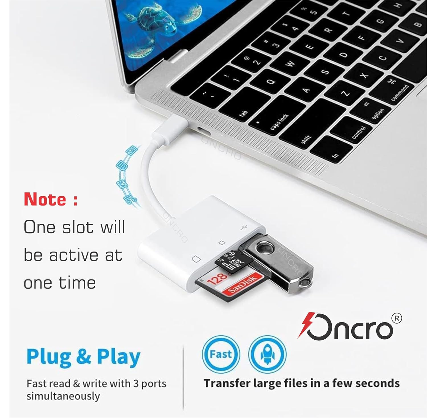 ONCRO® 3-in-1 USB C to SD/TF Card Reader - USB 2.0 OTG Adapter for Android, Laptop, PC - Compatible with Micro SD, Camera Memory Cards | Perfect for Photo Transfer, Data Backup & Mobile Storage Expansion
