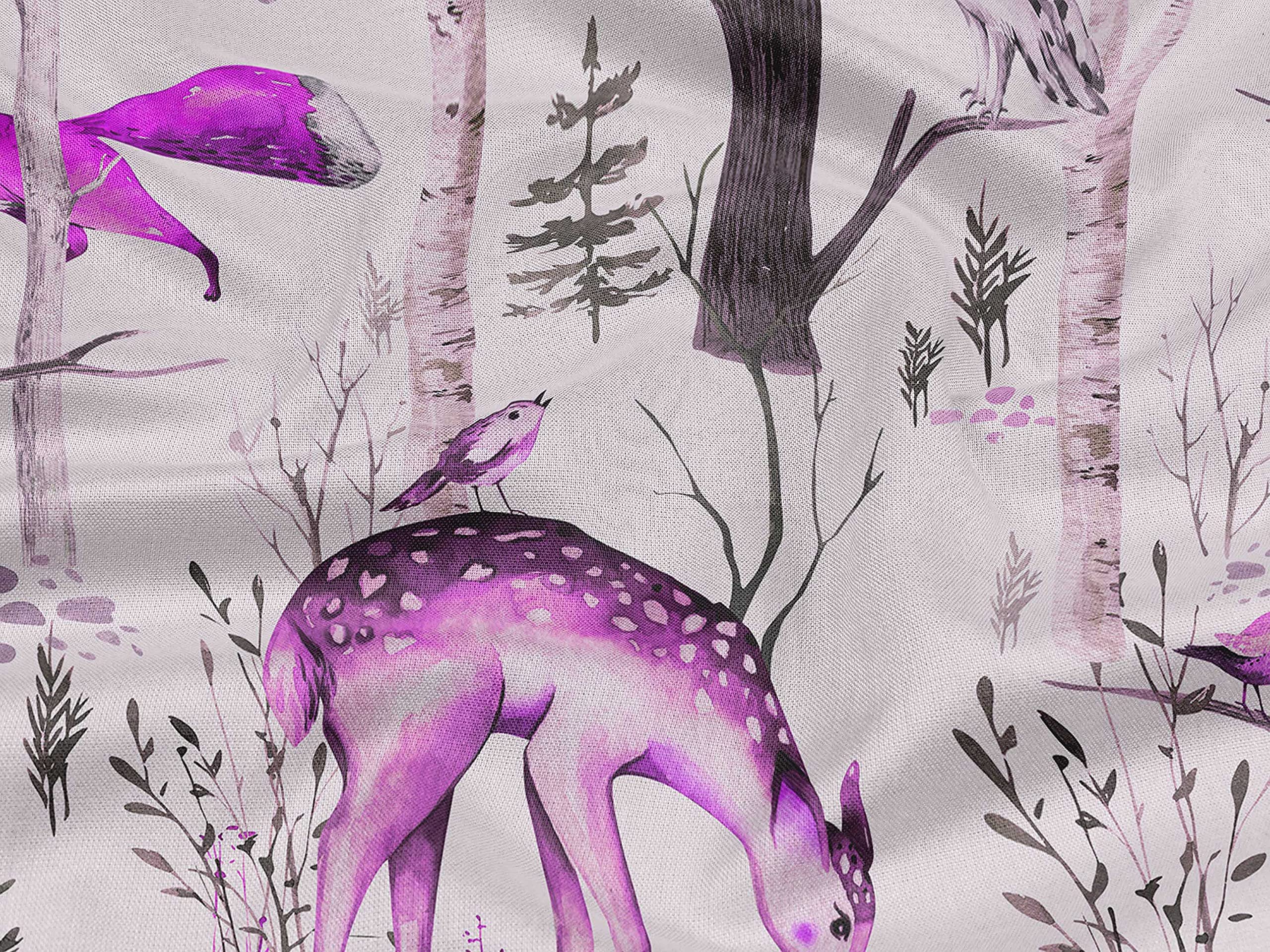 oneOone Rayon Purple Deer Print Fabric by The Yard - 56 Inch Wide for DIY Clothing, Sewing Projects & Home Decor | Soft, Durable & Easy to Sew