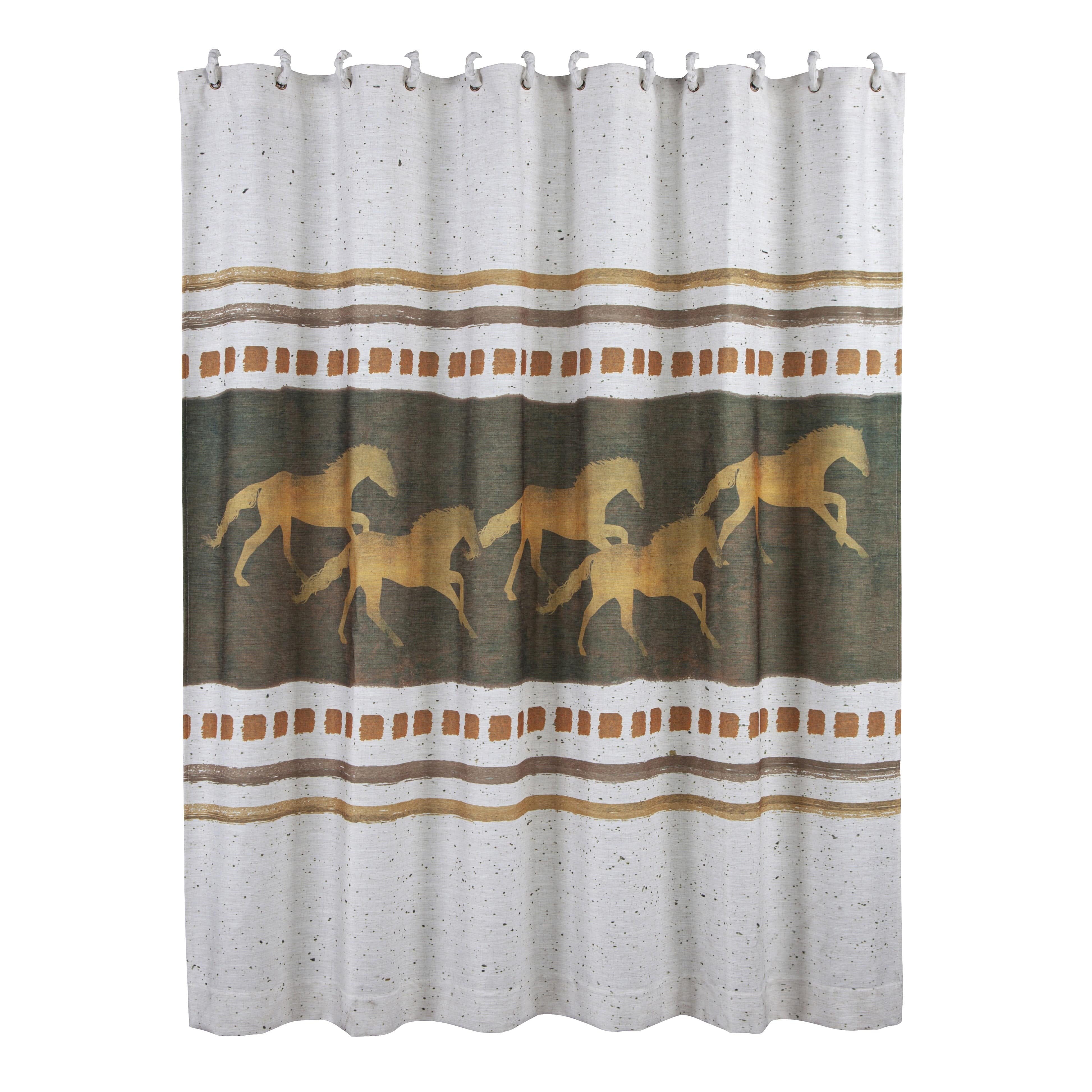 Stylish Running Remuda Shower Curtain - Waterproof Bathroom Decor for Western & Equestrian Theme - Perfect for Ranch, Cowboy, or Horse Lover's Home